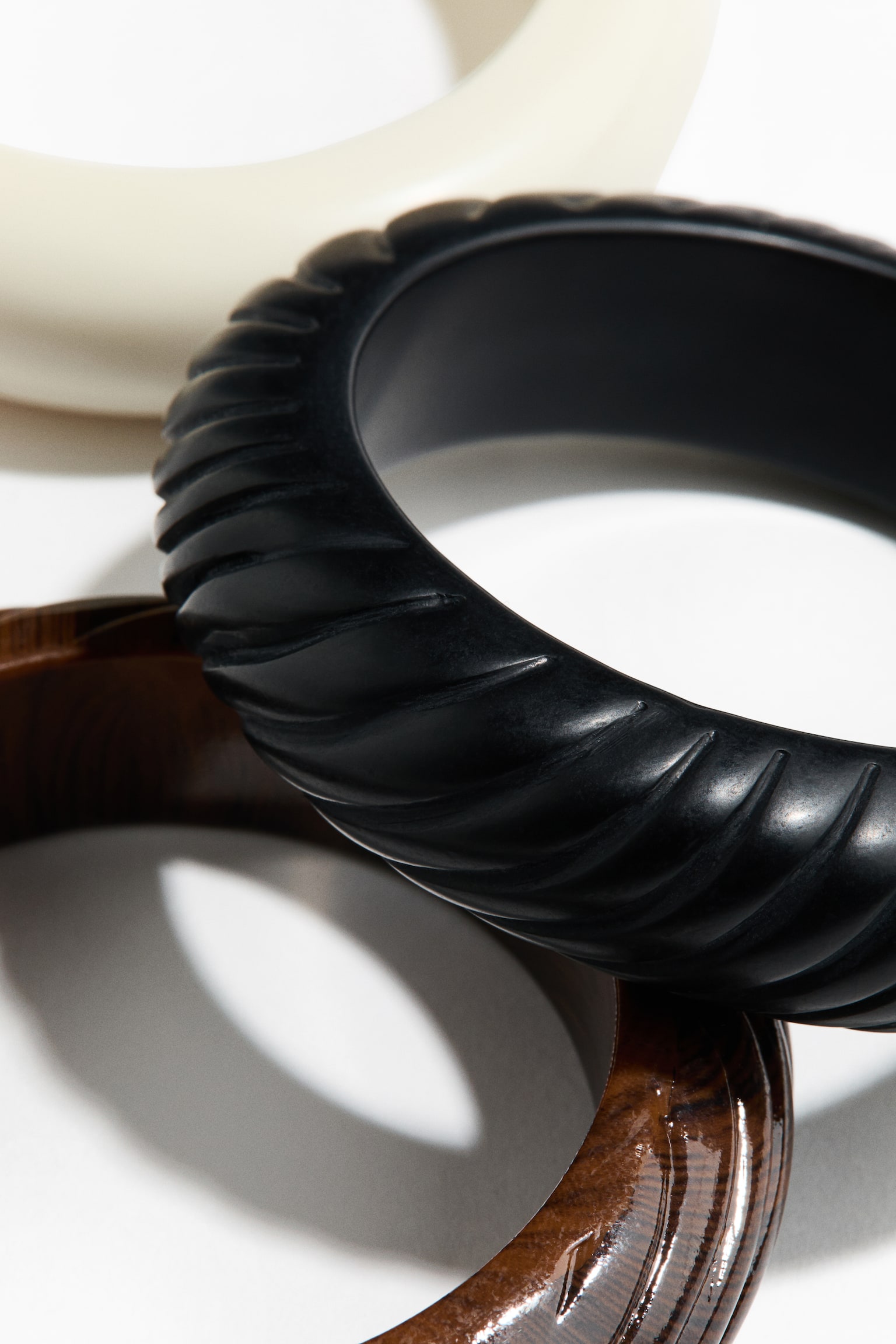 3-pack bangles - Dark brown/Black/Cream - 3