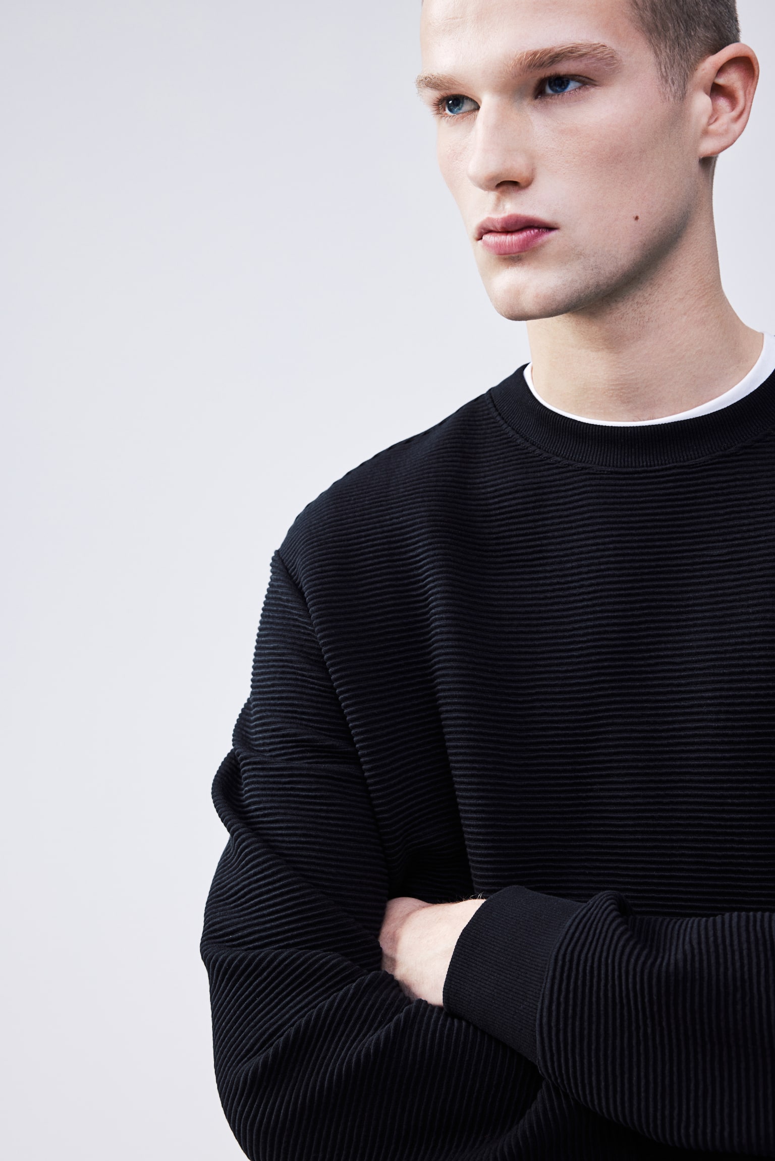 Regular Fit Rib Sweater - Black/White - 5