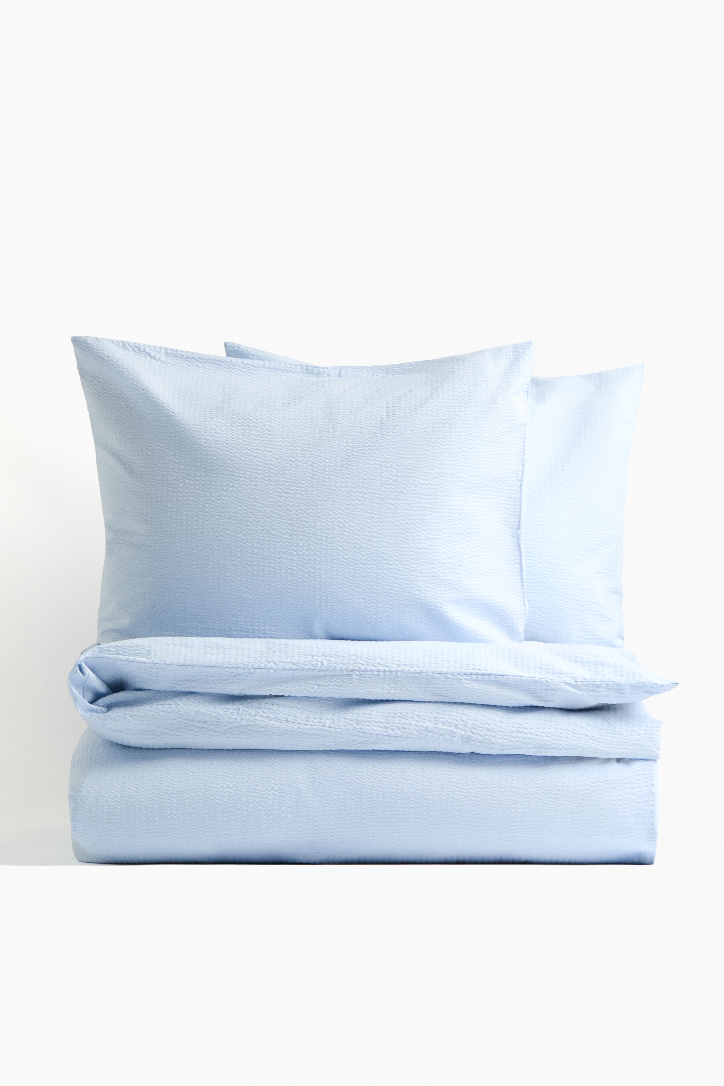 Ensemble très grand lit double en crépon de coton - Bleu clair/Vert ancien clair/Blanc/Jaune clair/Beige foncé/Beige clair
