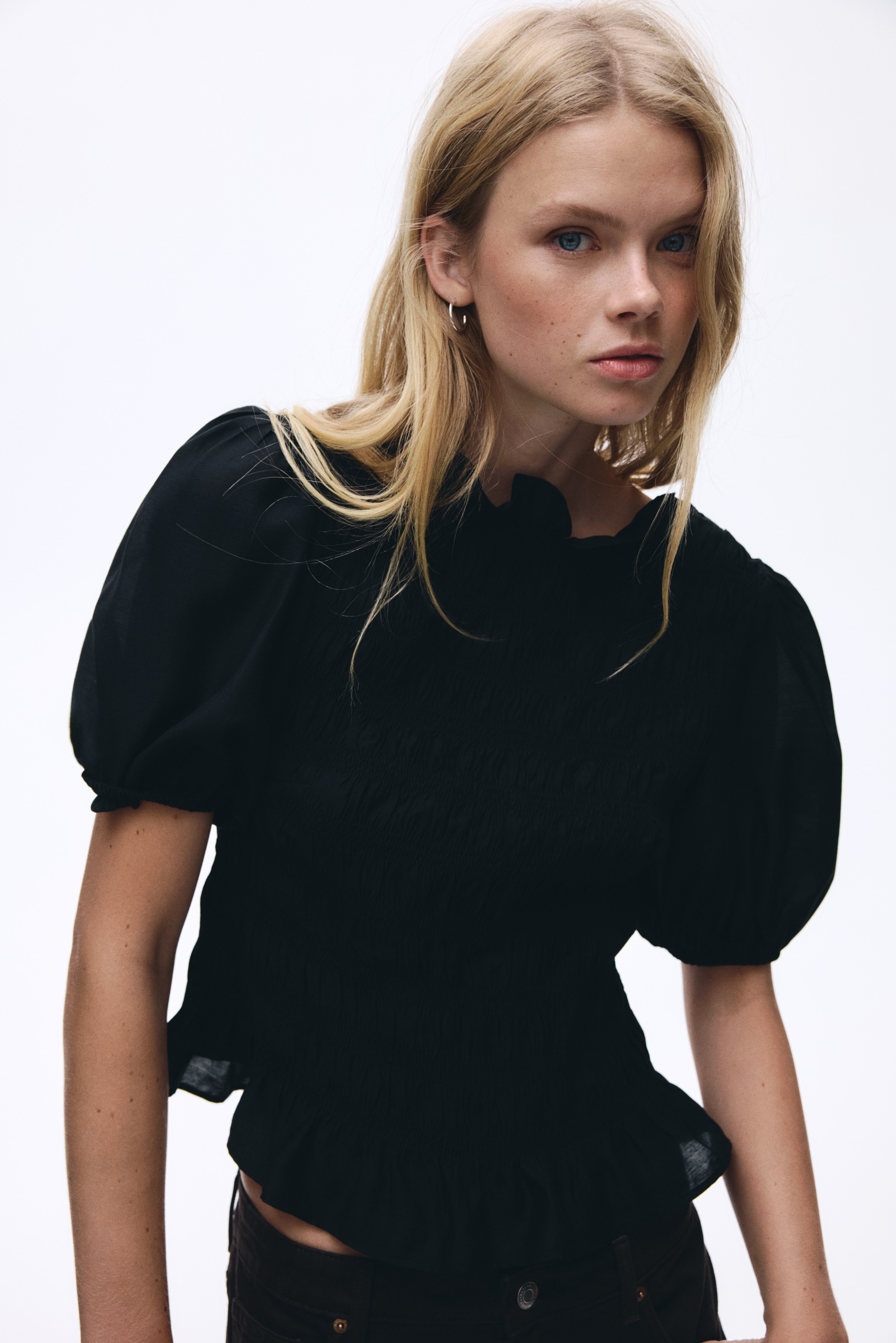 Smocked Blouse - Black - Ladies | H&M US
