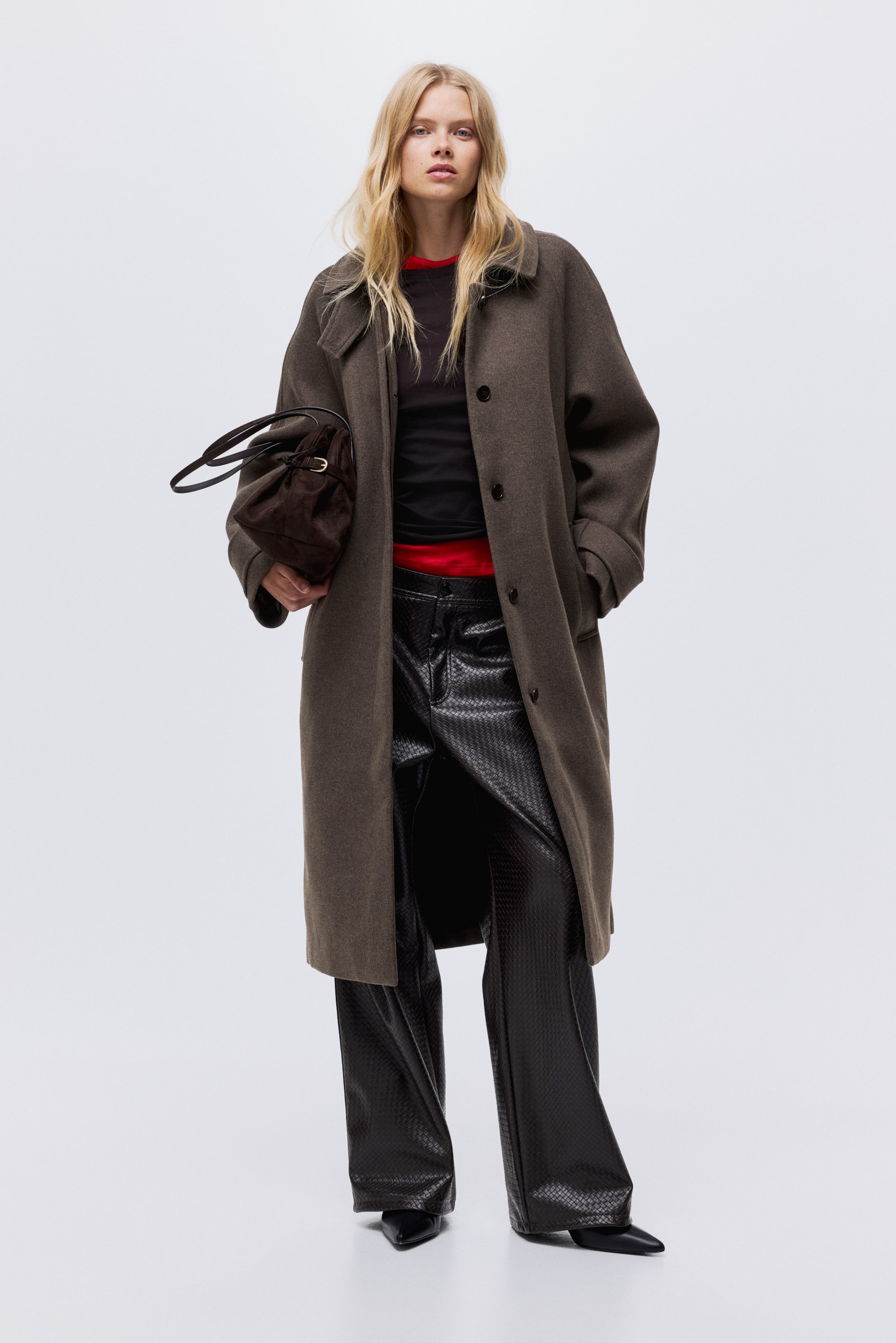 Größeres Bild ansehen: Mantel mit Bindegürtel - Mattbraun - Ladies | H&M DE 3