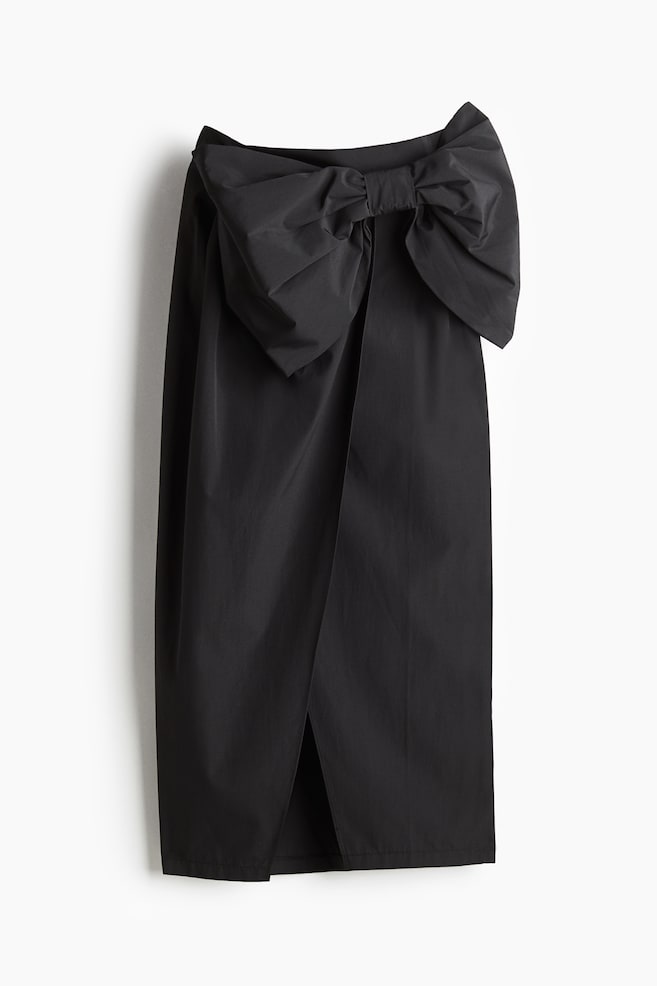 Bow-detail wrap skirt - Black - 1