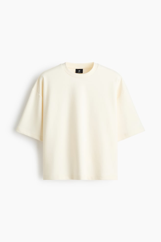 Oversized Fit Scuba T-shirt - Cream - 1
