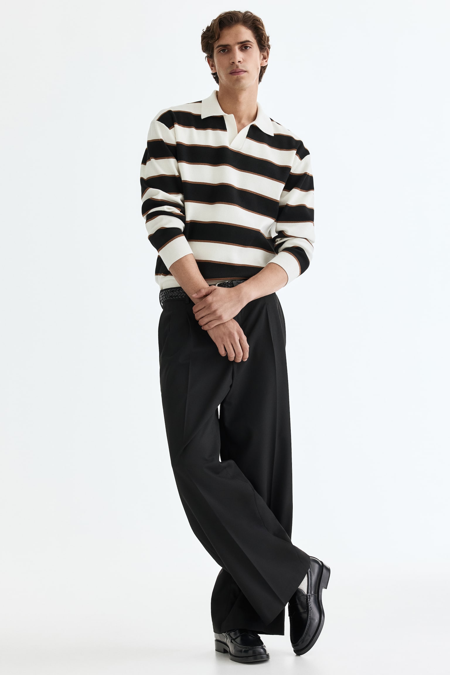 Loose Fit Tailored trousers - Black/Beige/Dark grey - 1