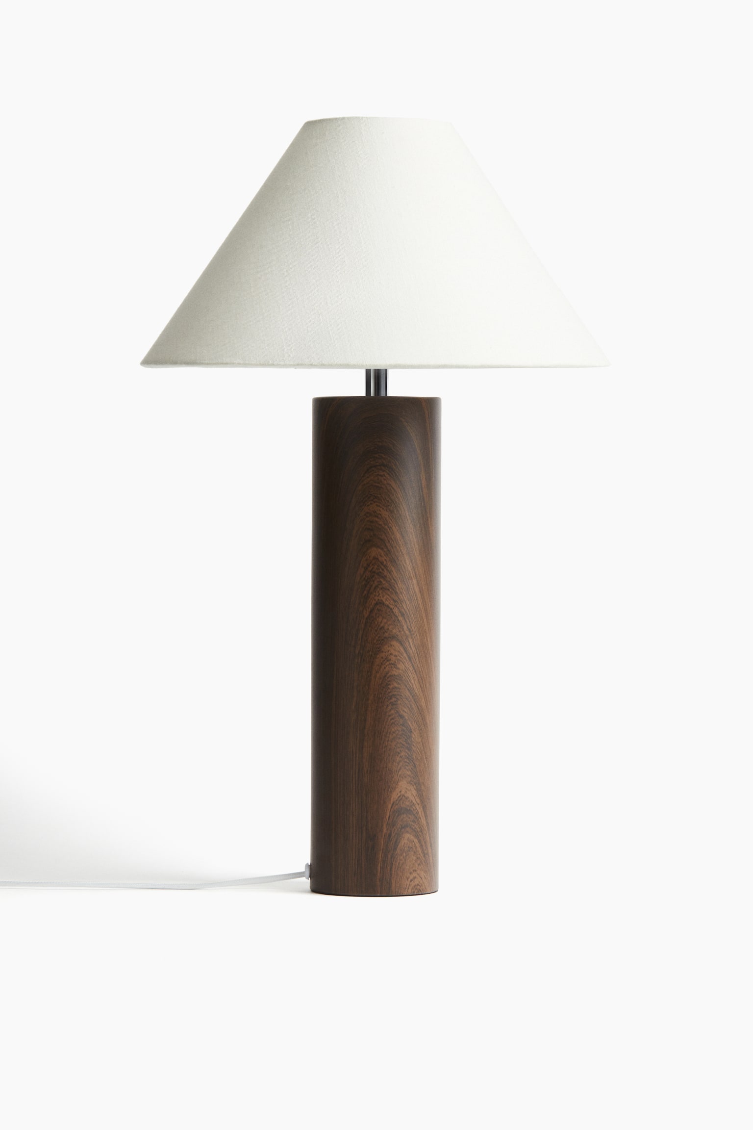 Grand pied de lampe en métal - Marron foncé/Argenté/Marron/motif façon bois - 2