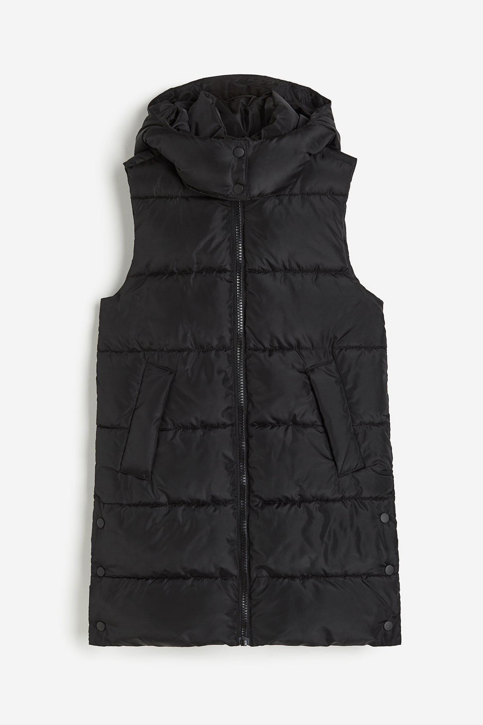 Long Puffer Vest - Black - 1