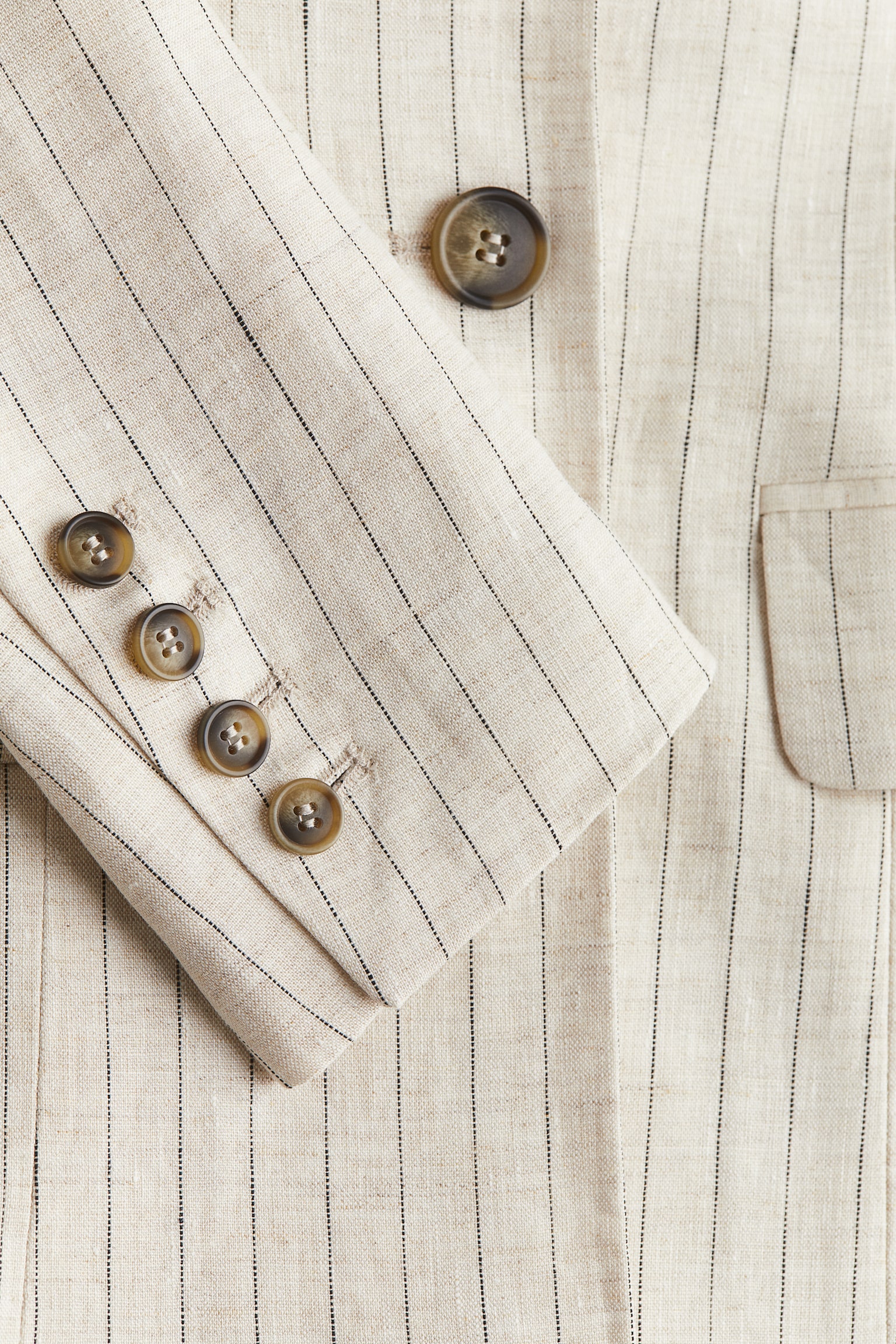 Linen Blazer - Light beige/Pinstripe - 5