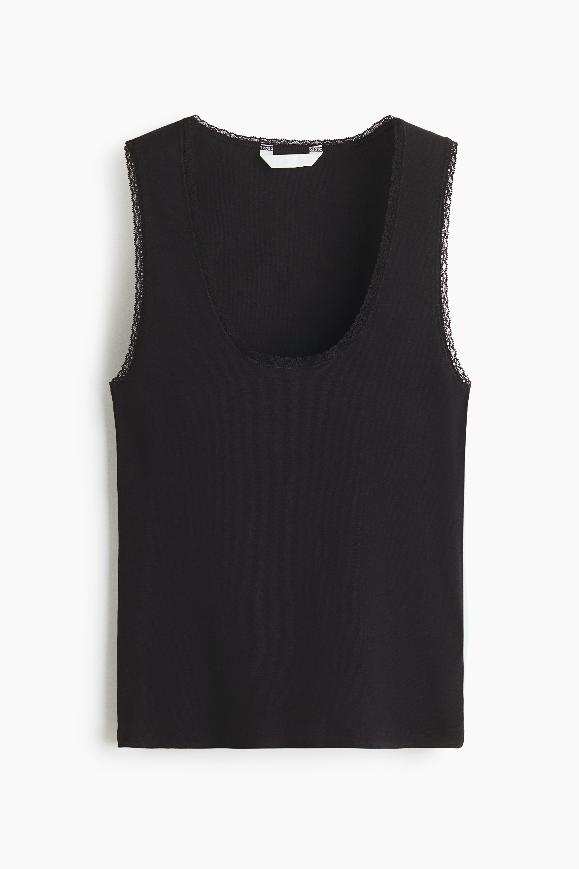Women's Black Lace-Trimmed Tank Top | H&M US