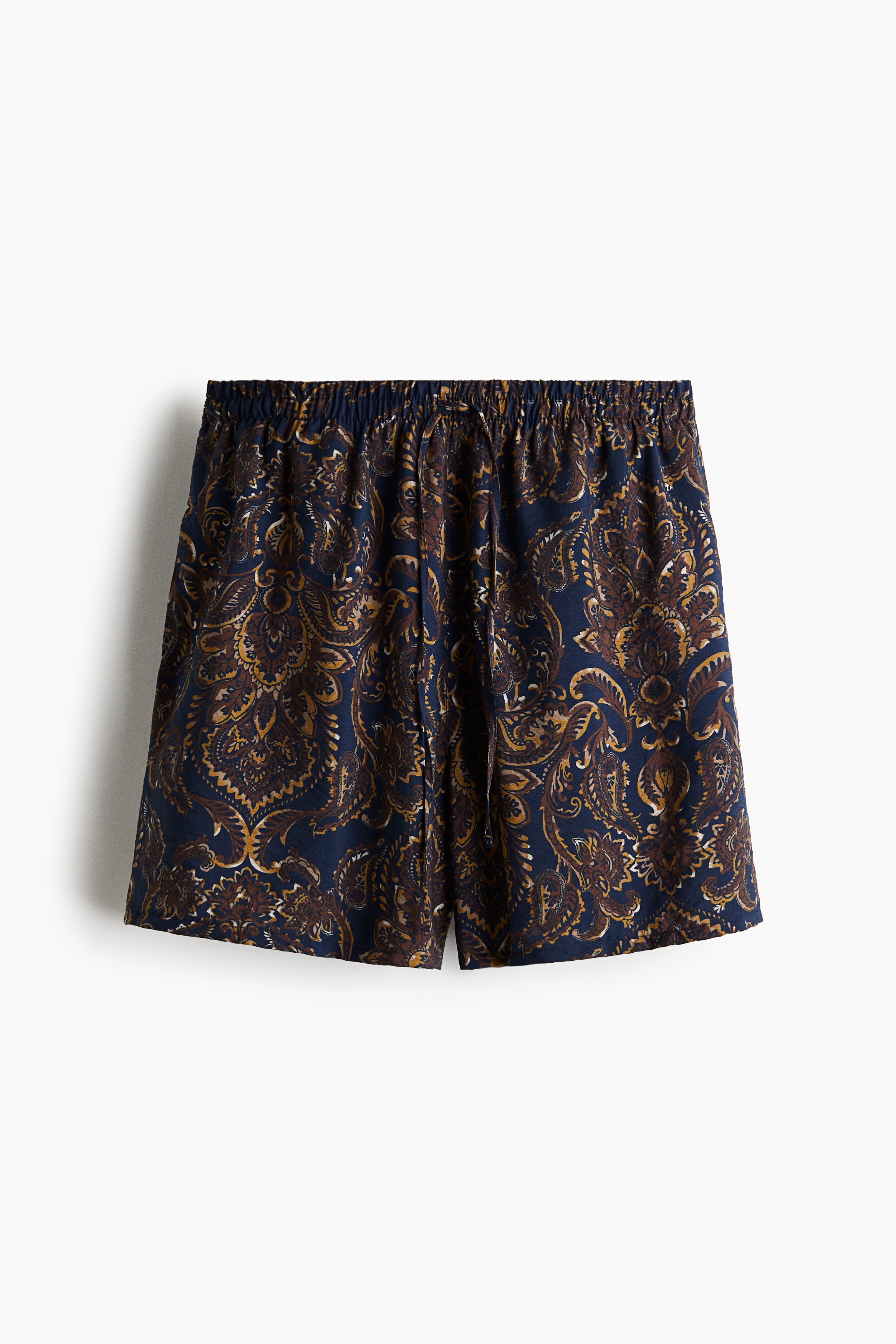 Büzgü Bağlı Şort - Lacivert/Desenli/Kahverengi