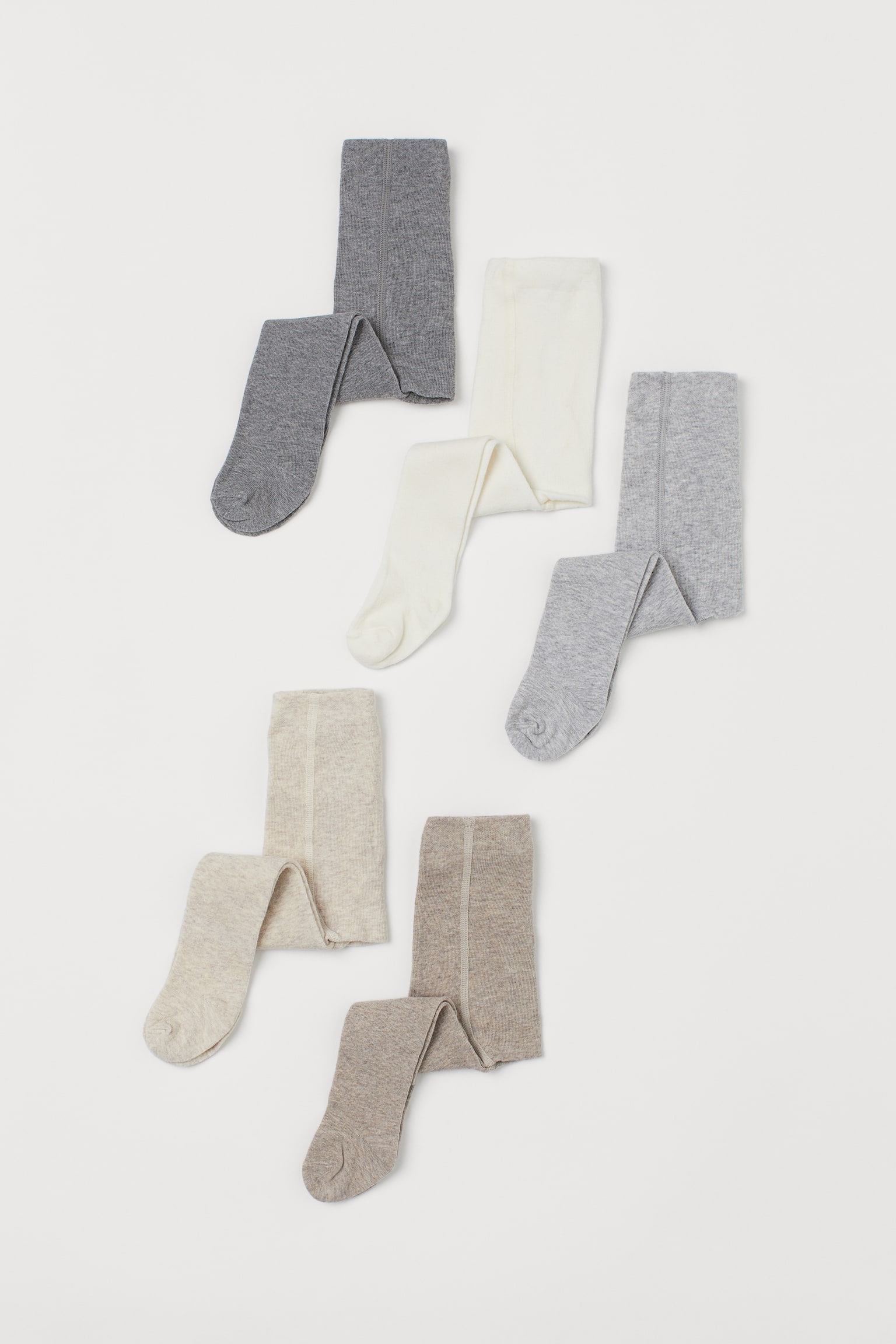 5-pack Fine Knit Tights - Grey marle - 1