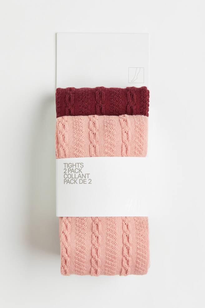 2-pack fine-knit tights - Light pink/Dark red/Cream/Black/Dark pink/Light beige