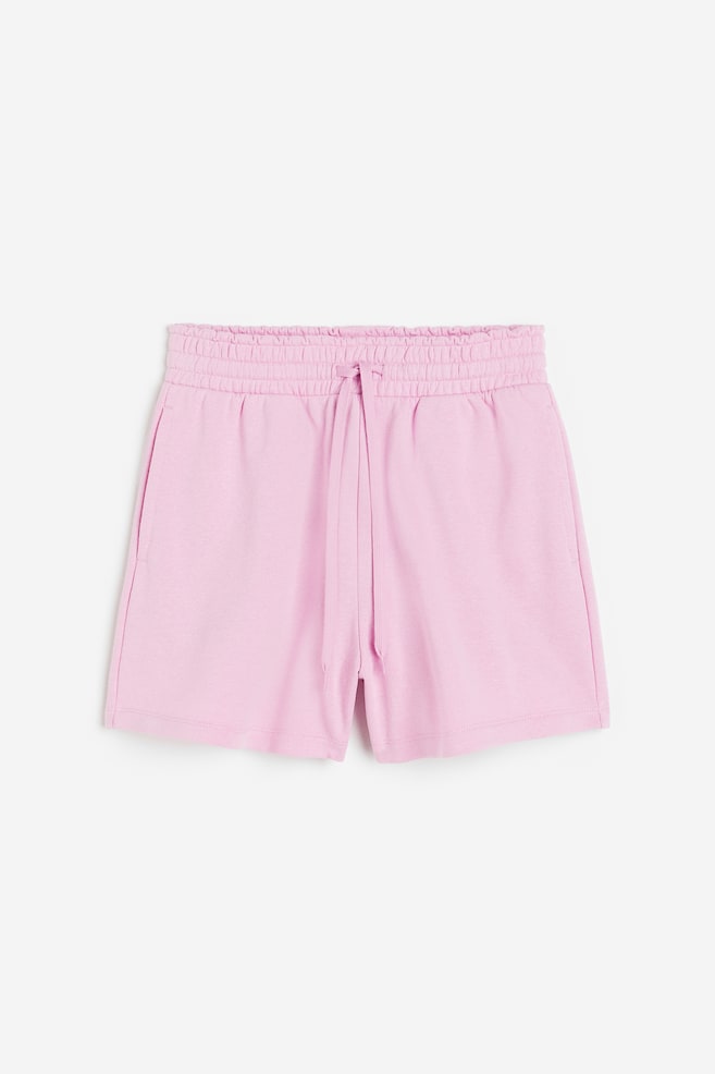 Paperbag-shorts i sweatshirtkvalitet - Lys rosa/Sort/Lysegråmeleret/Lysegrå/Lys beige - 2