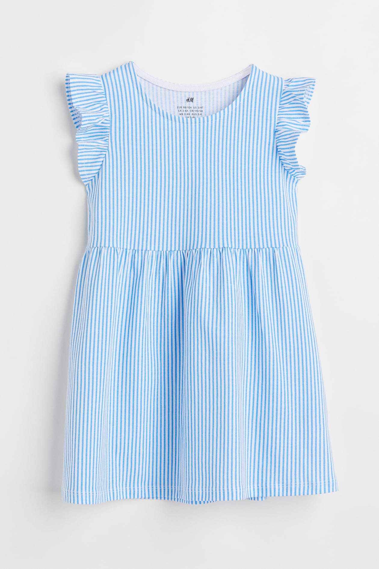 Cotton Jersey Dress - Round Neck - Short sleeve - Blue/striped - Kids ...