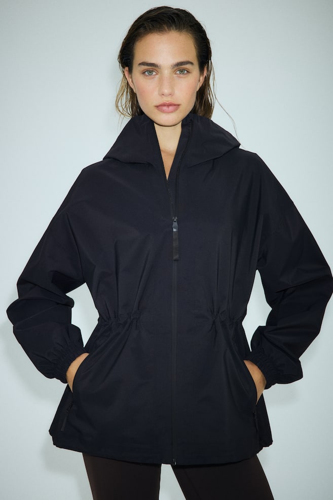 Rain jacket with StormMove™ - Black/Beige - 1