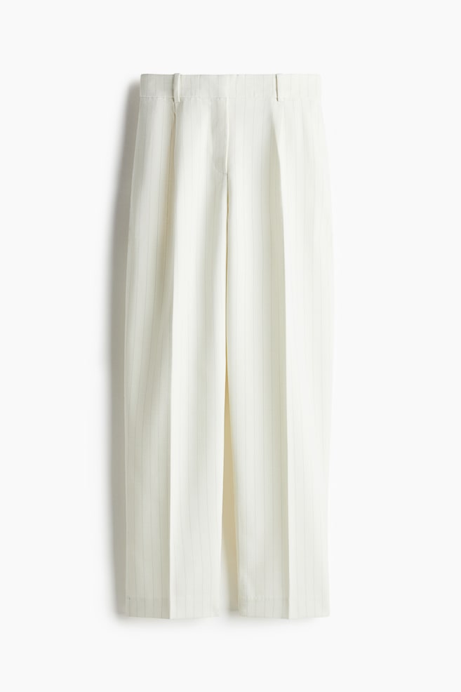 Pantaloni eleganți conici - Crem/dungi fine/Bej - 1