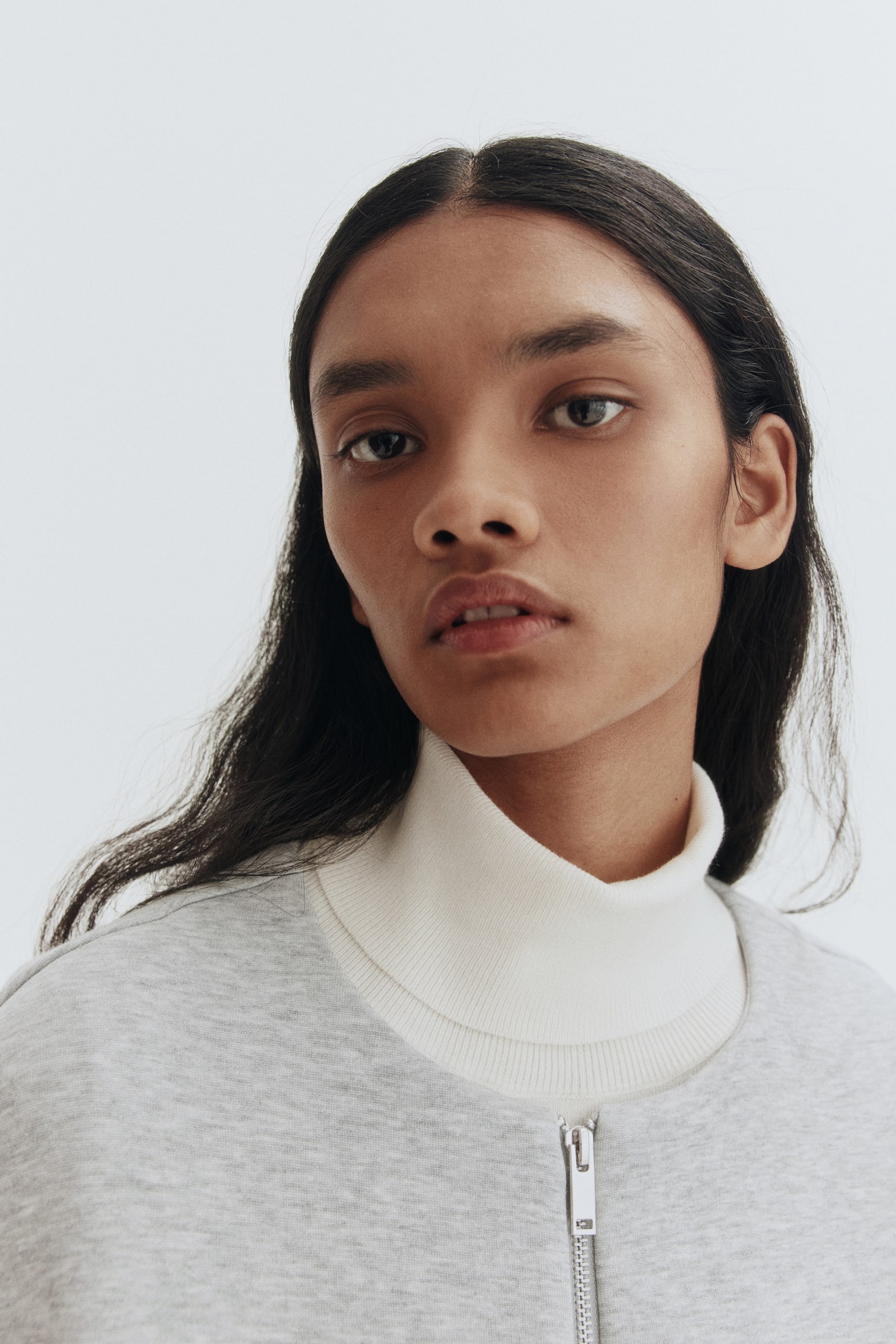 Женская куртка H&M Scuba Sweatshirt, цвет: Серый меланжевый — фото 3