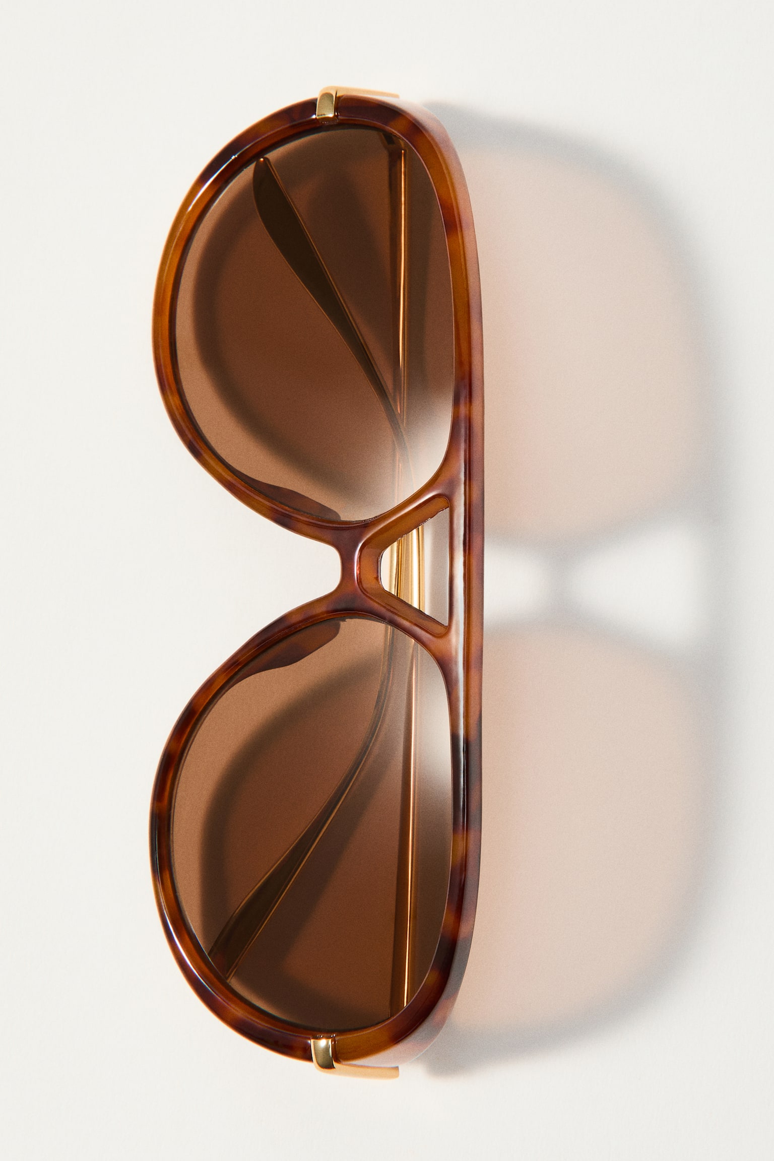 Aviator-style sunglasses - Brown/Tortoiseshell pattern/Dark brown - 1