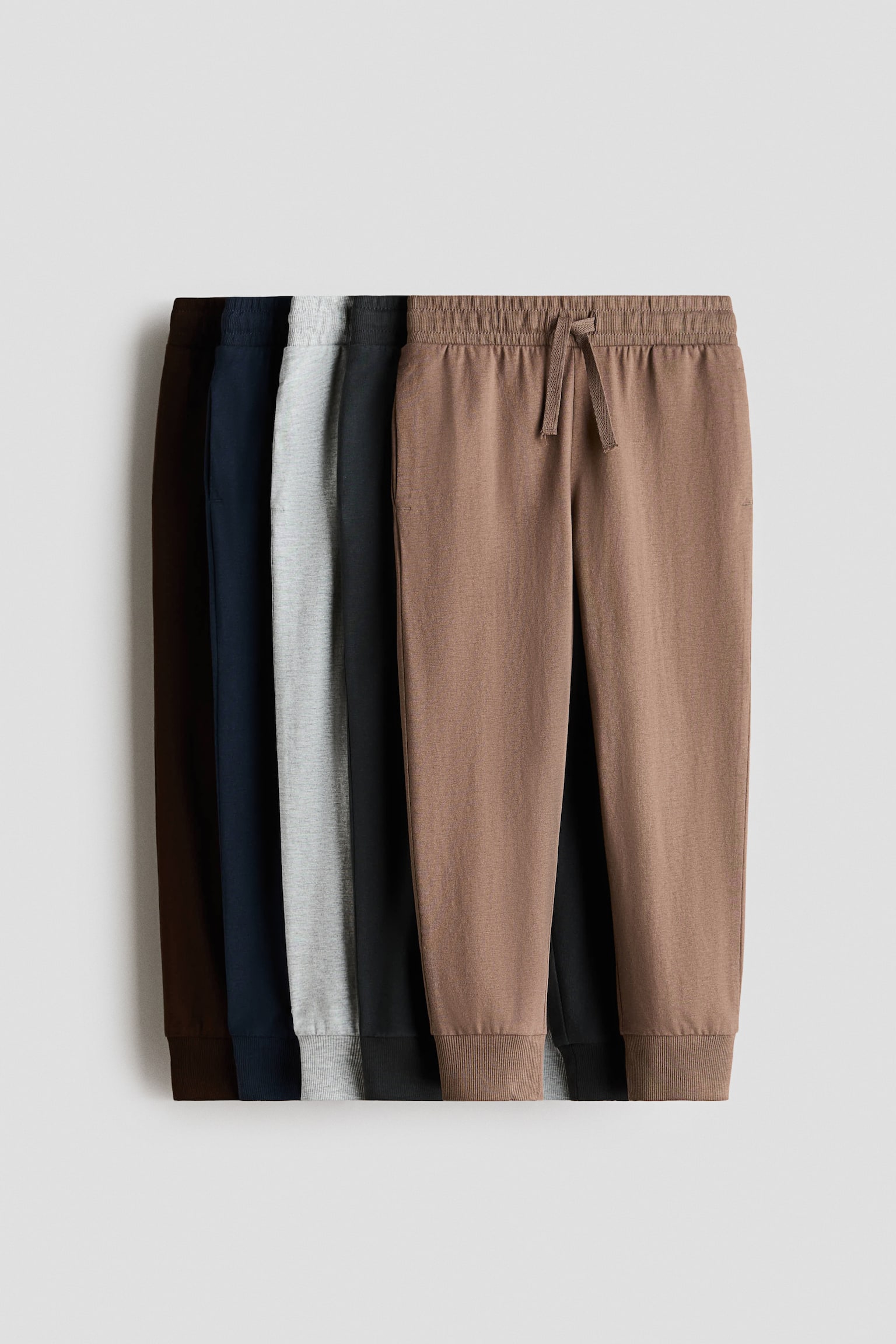 5-pack cotton joggers - Mole/Dark brown/Navy blue/Dark red/Navy blue/Blue/Grey/Black