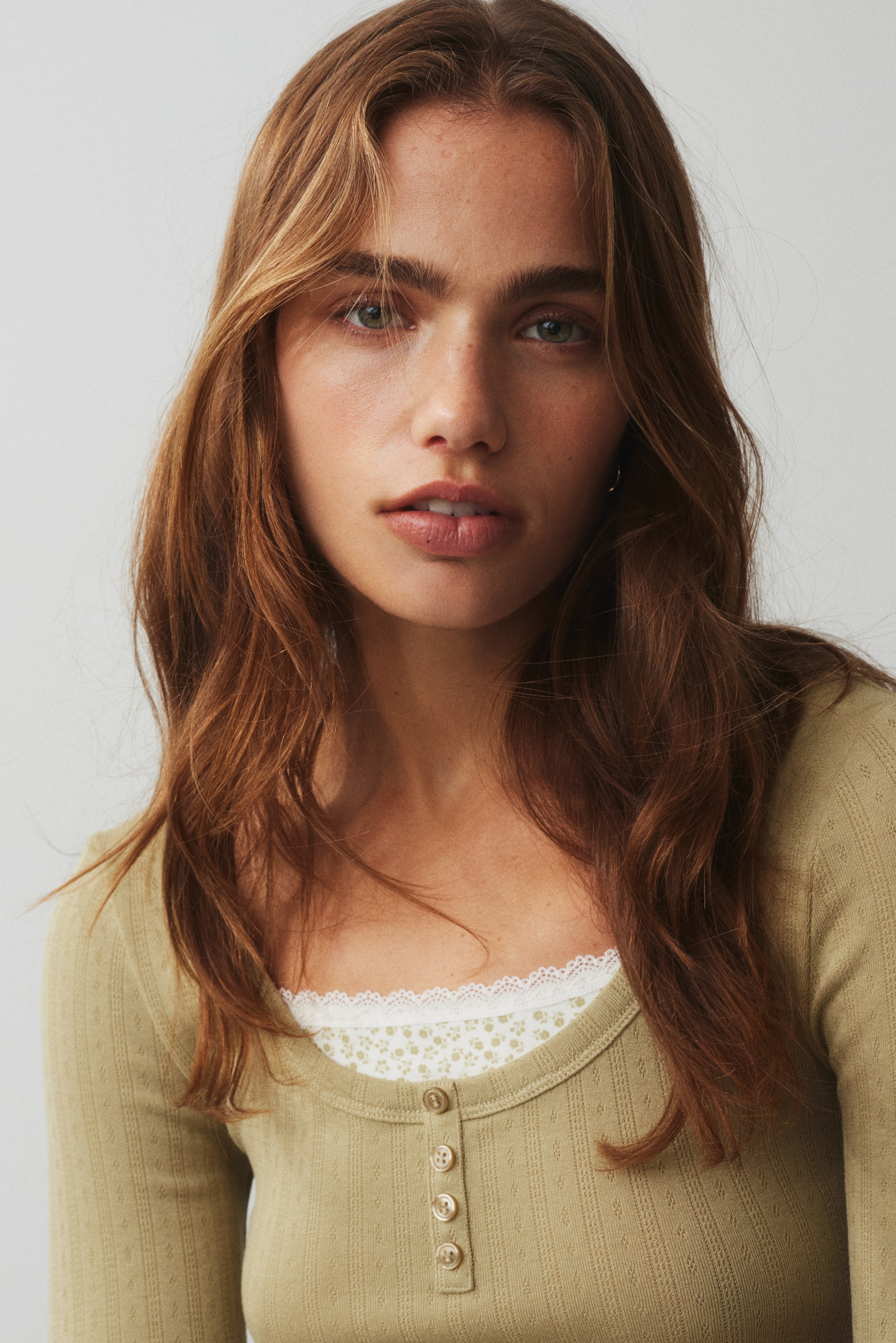 H & M - レイヤードルックトップス - グリーン