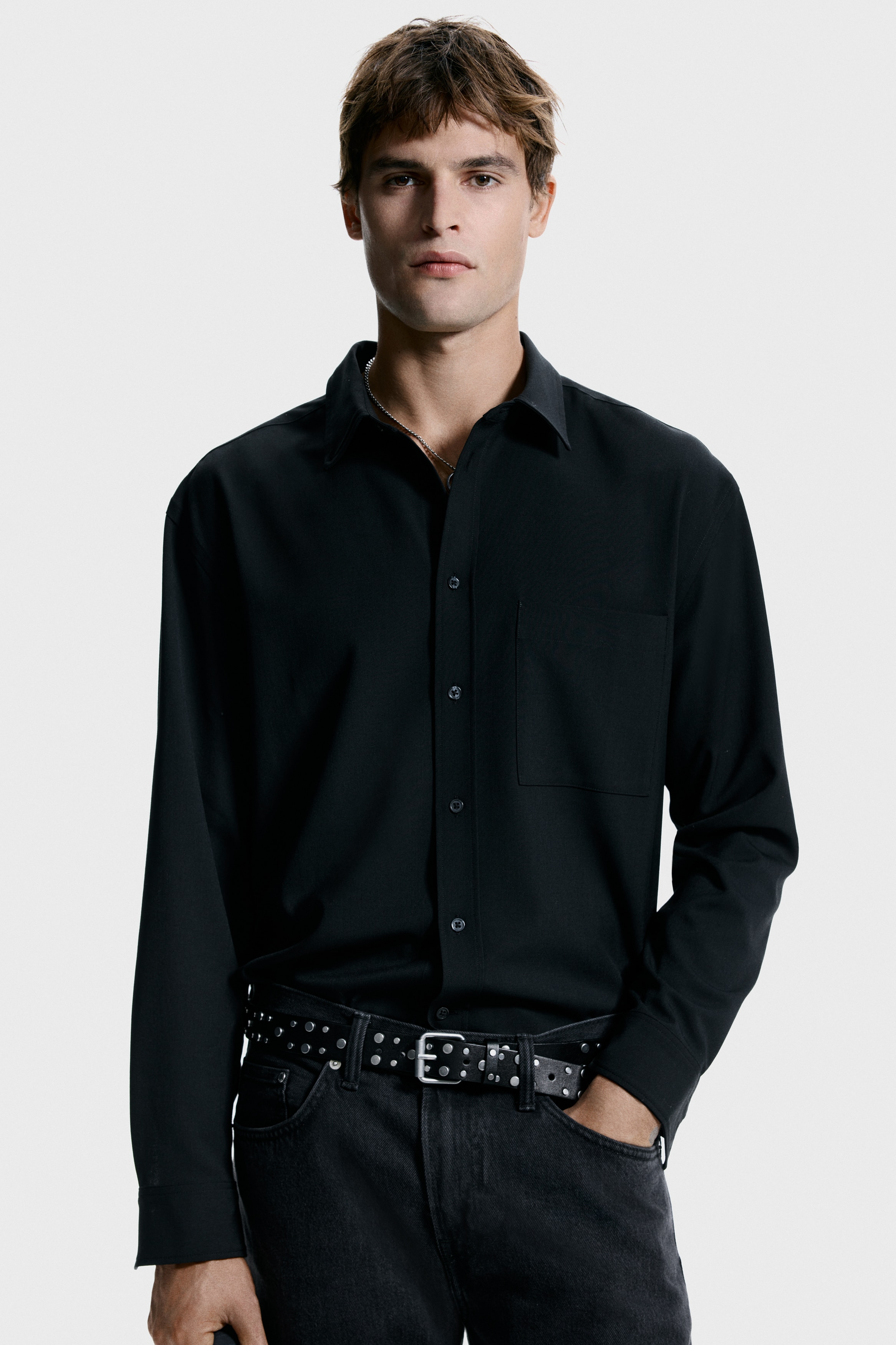 h&m black dress shirt Oxford Dress Shirt in Black