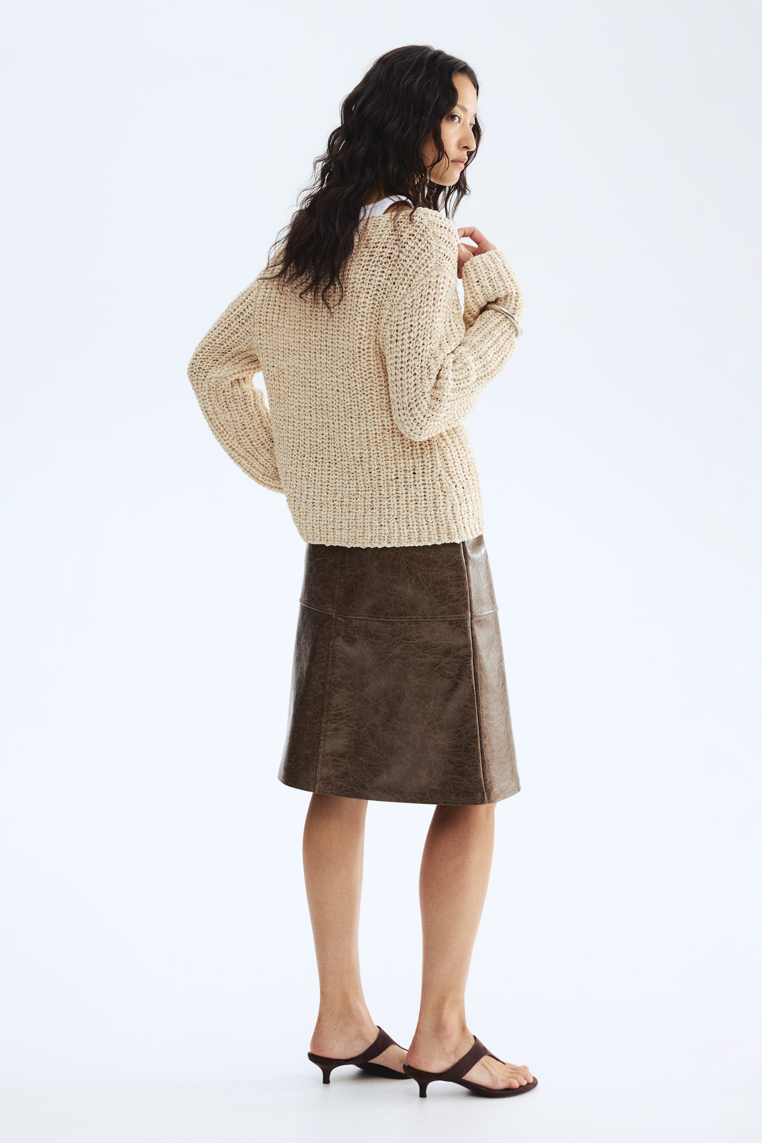 Suéter con cuello de ojal - Beige claro - 3