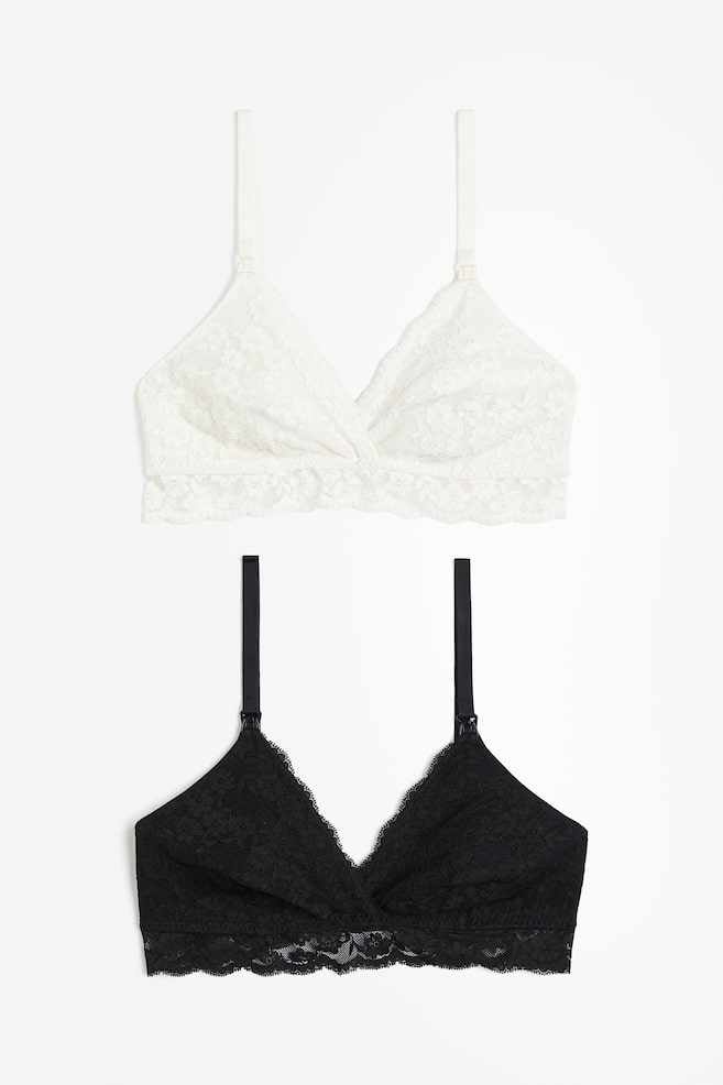 MAMA 2-pack Soft Lace Bras - Black/white - 2