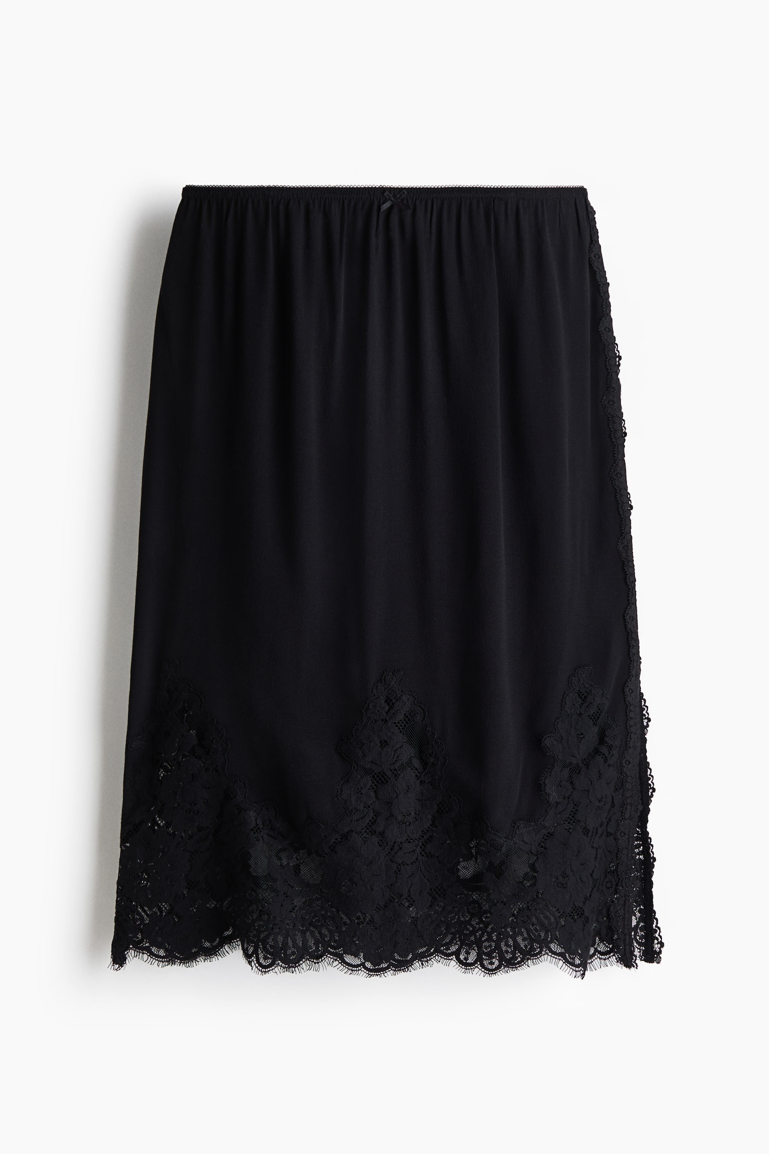 Lace-trimmed viscose skirt - Black - 1