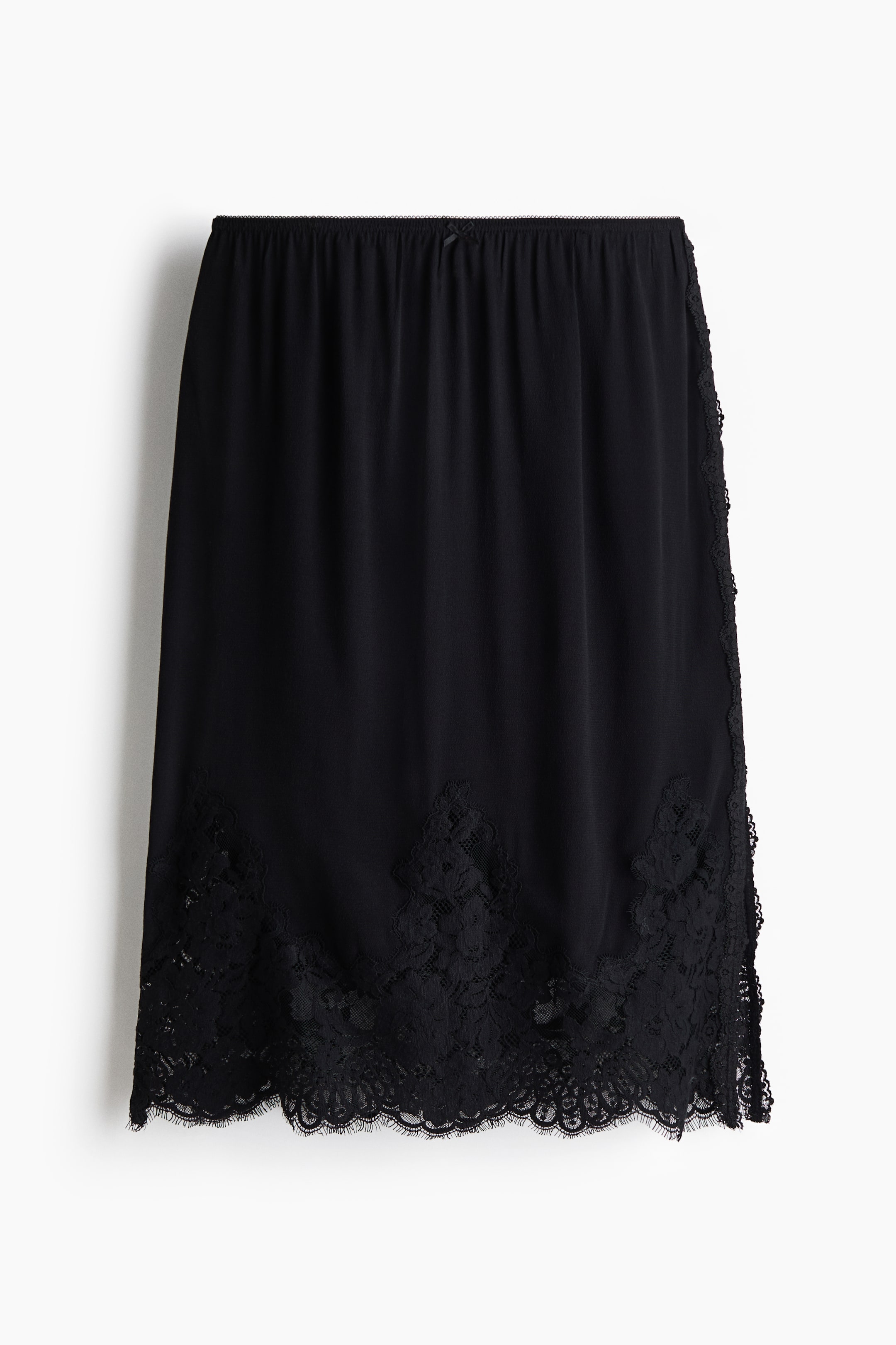 View larger image: Lace-trimmed viscose skirt - Black - Ladies | H&M 4