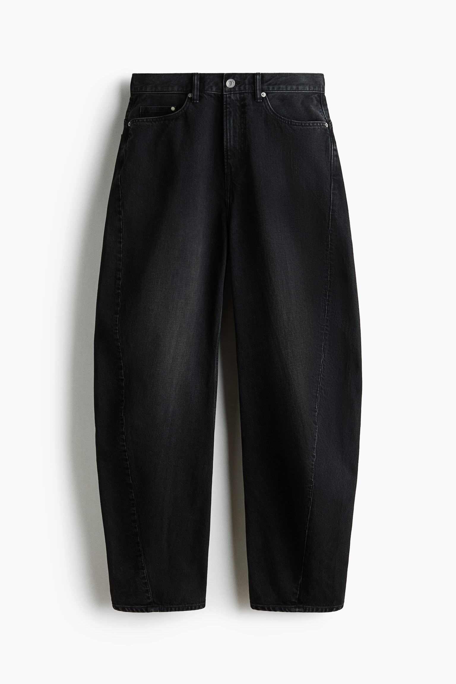 Мужские джинсы H&M Baggy Barrel-Leg, цвет: Джинсовый чёрный — фото 1
