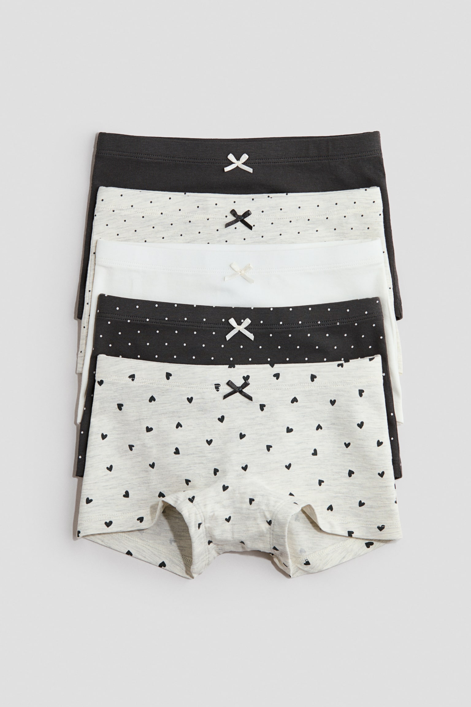 5-pack cotton boxer briefs - Light grey marl/Hearts/White/Hearts/Light turquoise/Unicorns