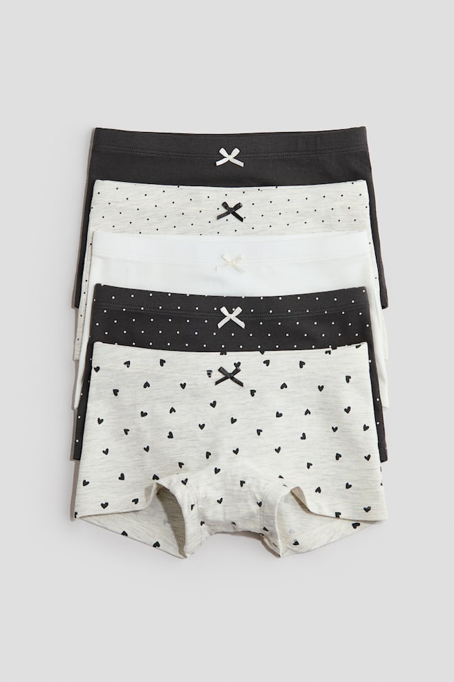 5-pack boxertrosa i bomull - Ljusgråmelerad/Hjärtan/Ljusturkos/Enhörningar/Vit/Hjärtan/Ljusrosa/Stjärnor/Rosa/Crèmevit - 1