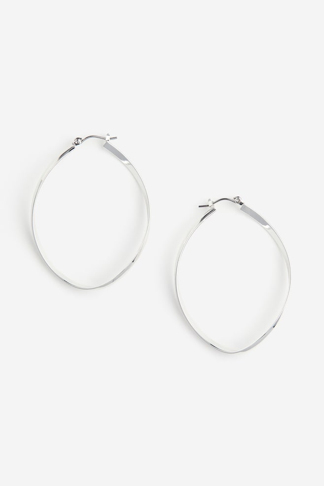 Oval hoop earrings - Silver-coloured - 1
