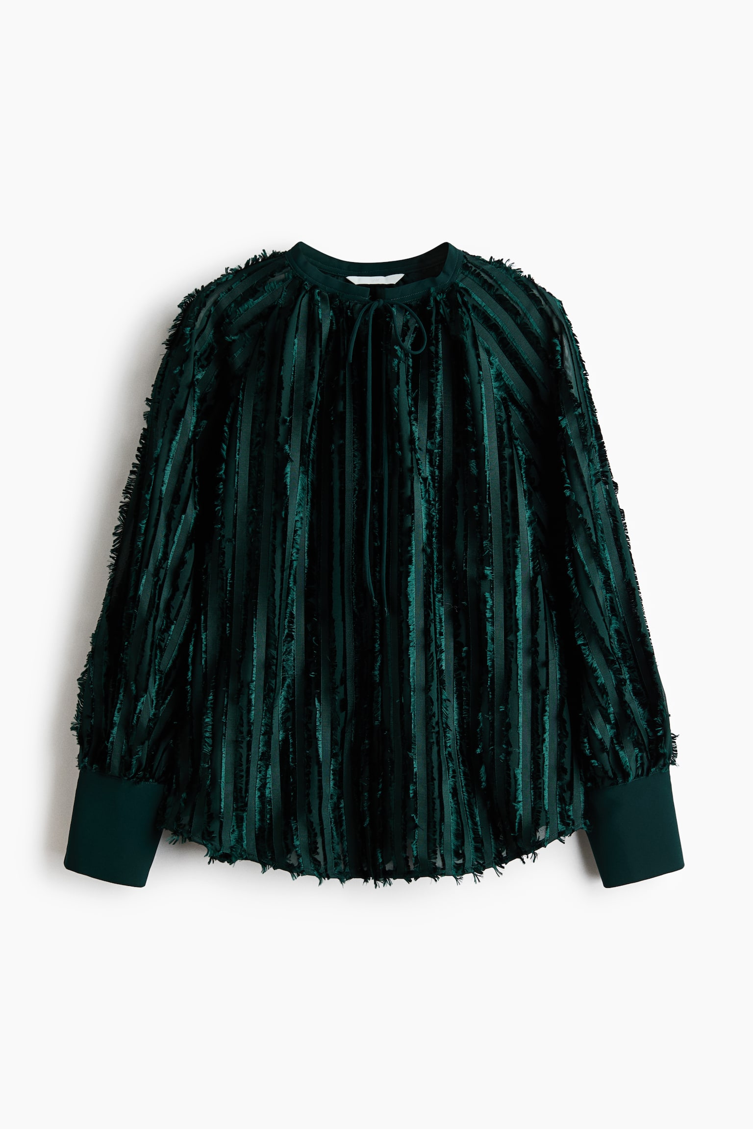 Camicetta con nastri da annodare sullo scollo - Verde scuro