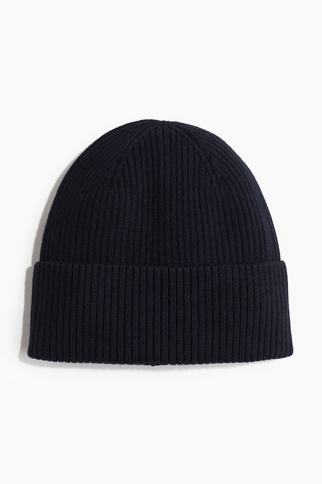 Rib-knit hat - Navy blue - 1