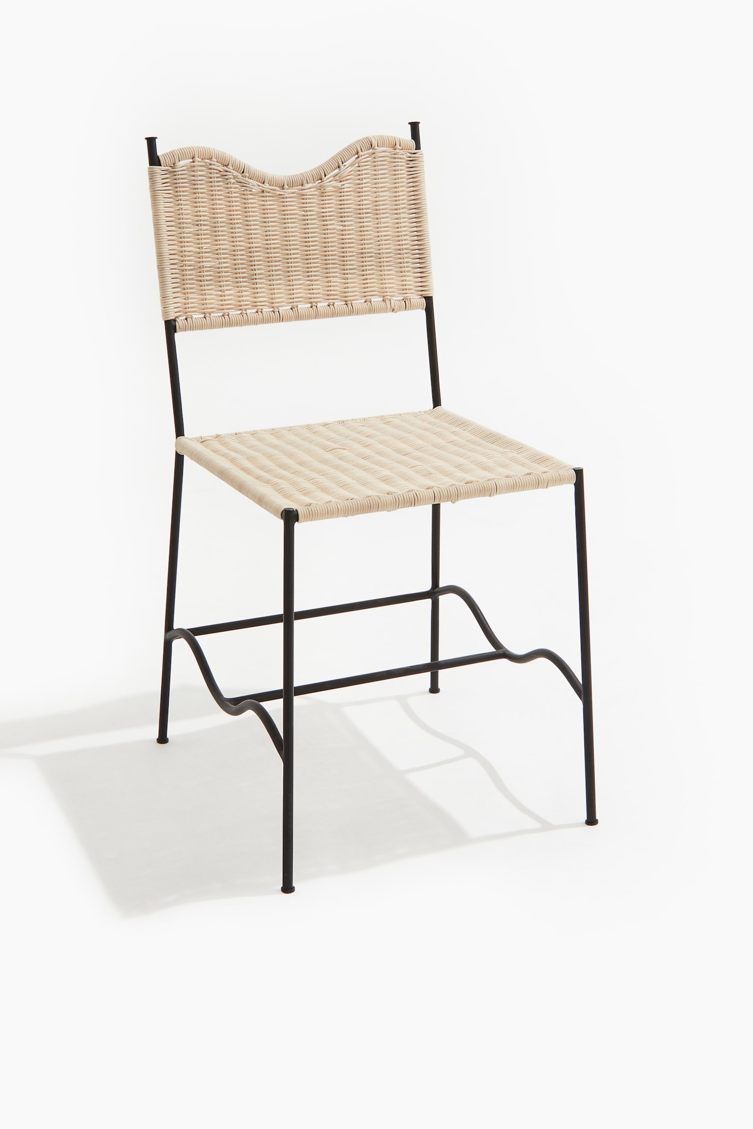 Metal and rattan dining chair - Beige/Black - 1