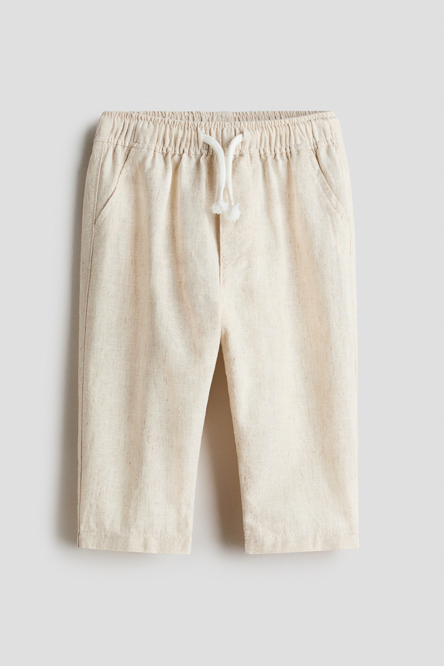 Linen-Blend Pants - Light beige