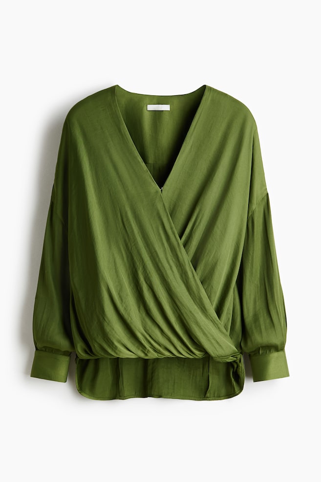 Blouse croisée - Vert olive - 1