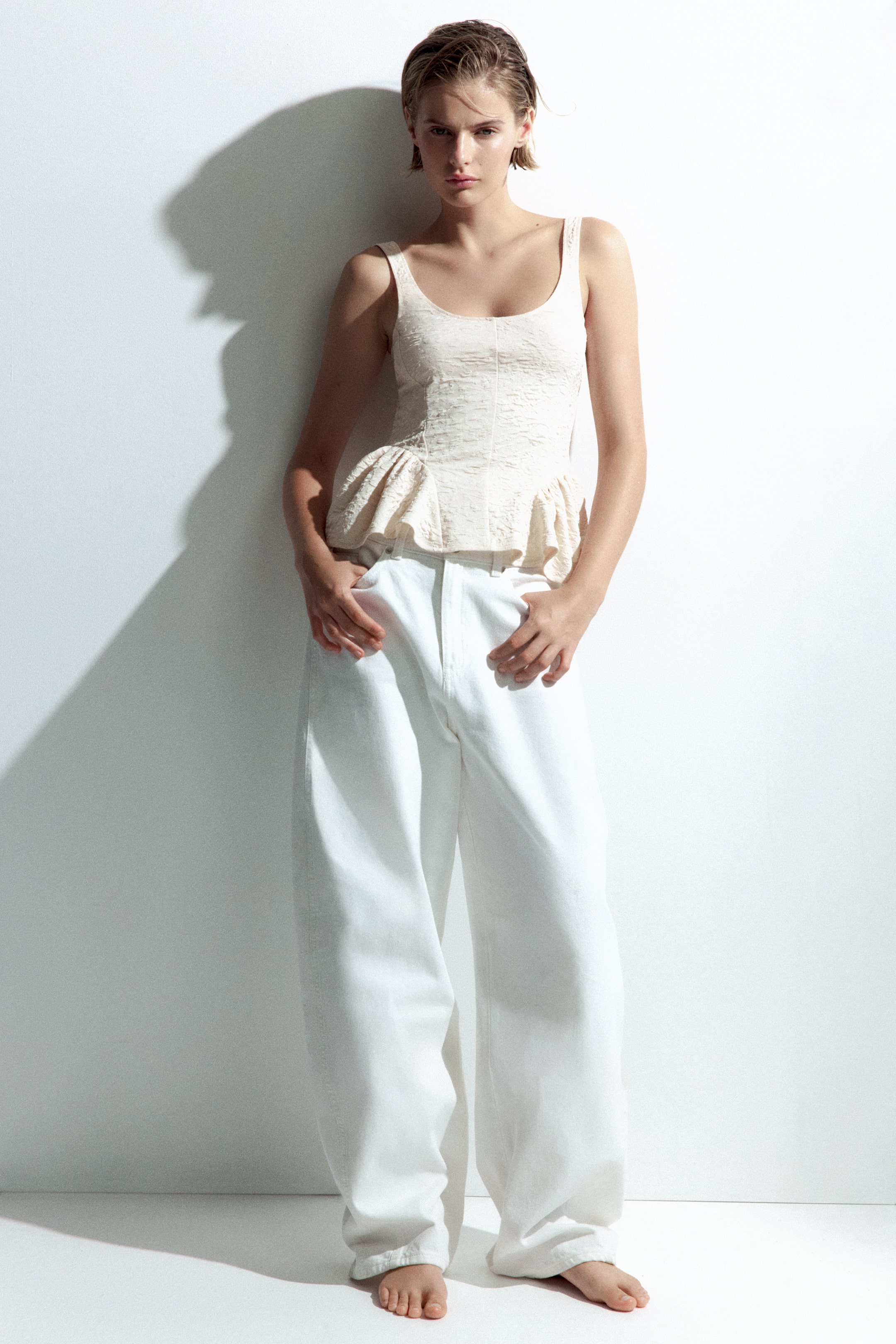 Textured Peplum Top