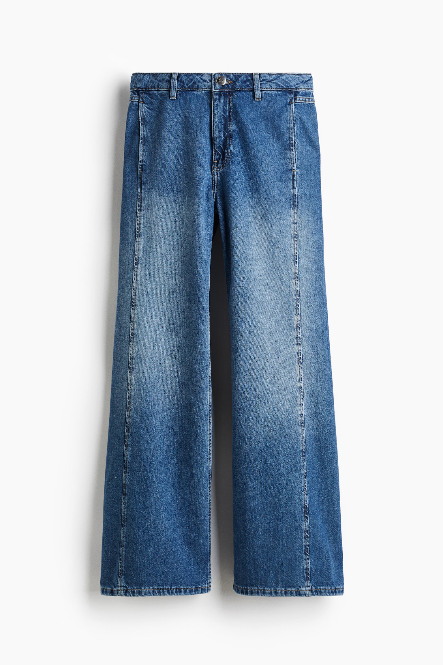 Женские джинсы H&M Wide Regular, цвет: Джинсовый синий — фото 1