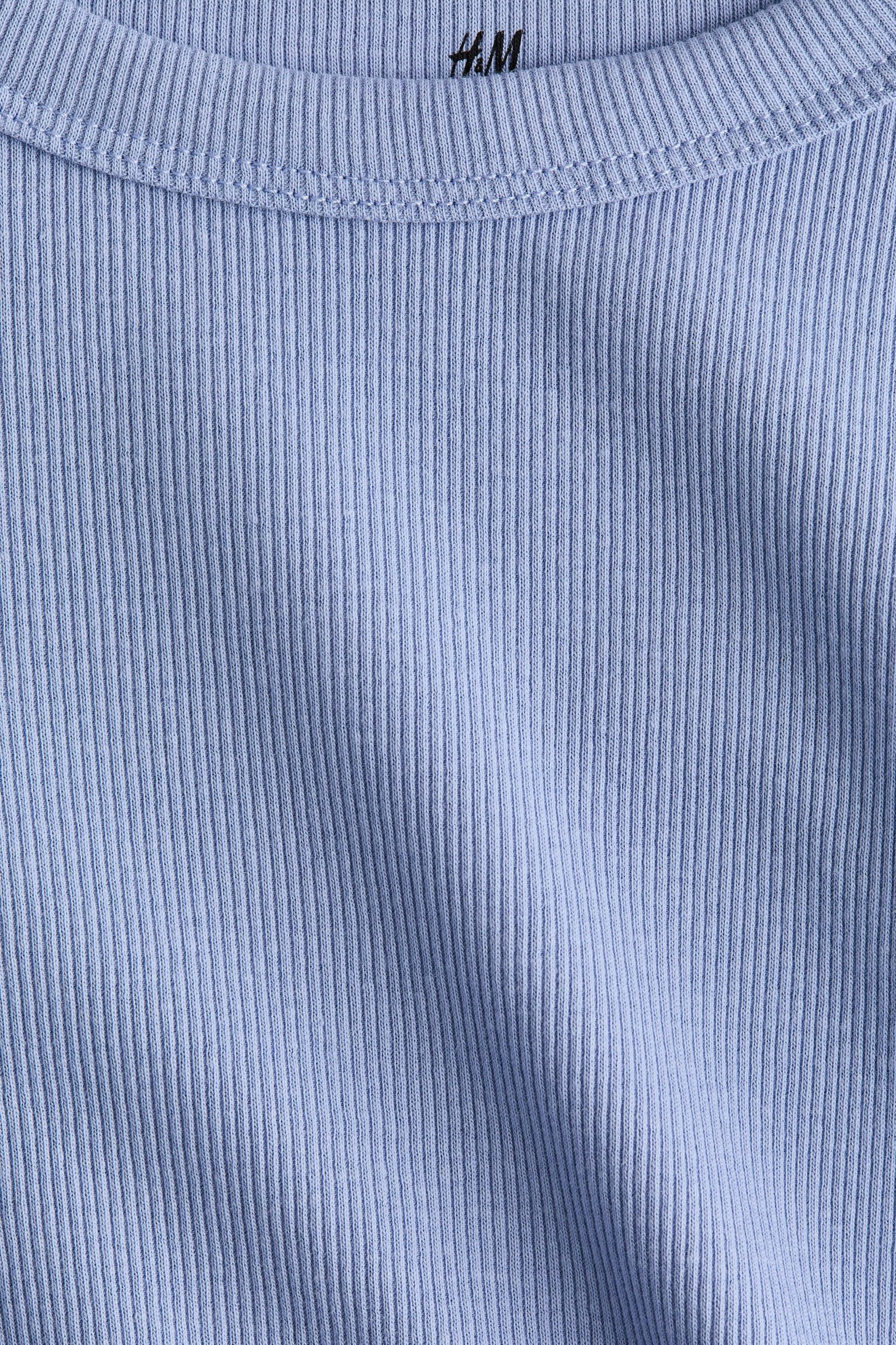 Ribbed cotton jersey top - Light blue/Black/Light pink - 2