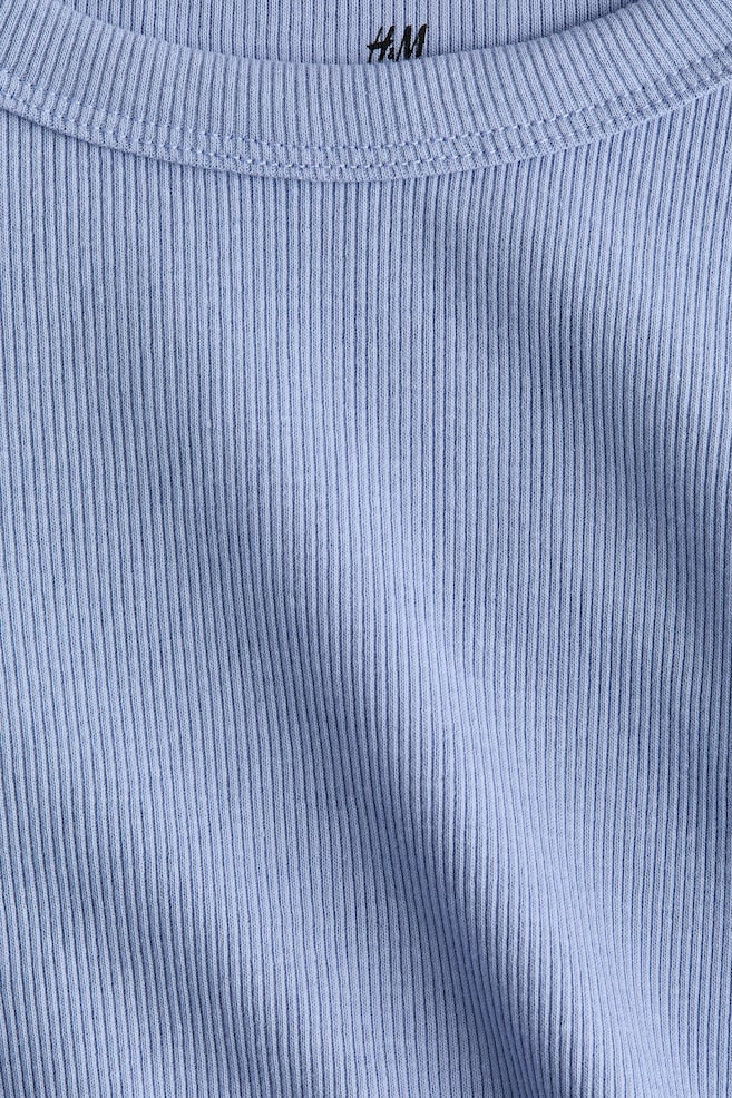Maglia in jersey di cotone a costine-Azzurro - 2