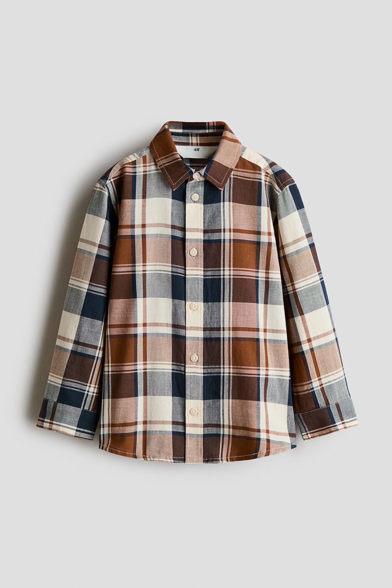 Cotton shirt - Brown/Checked/Grey/Checked