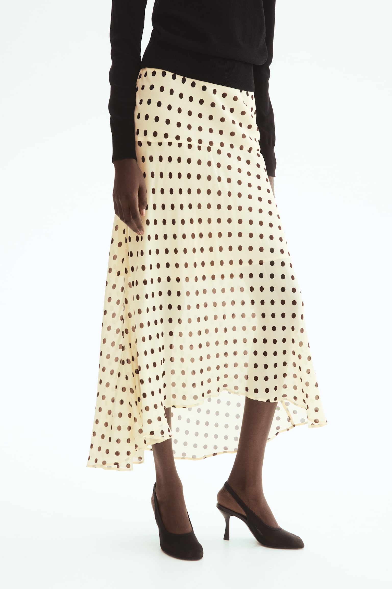 Viscose skirt - Light beige/Polka dot - 6