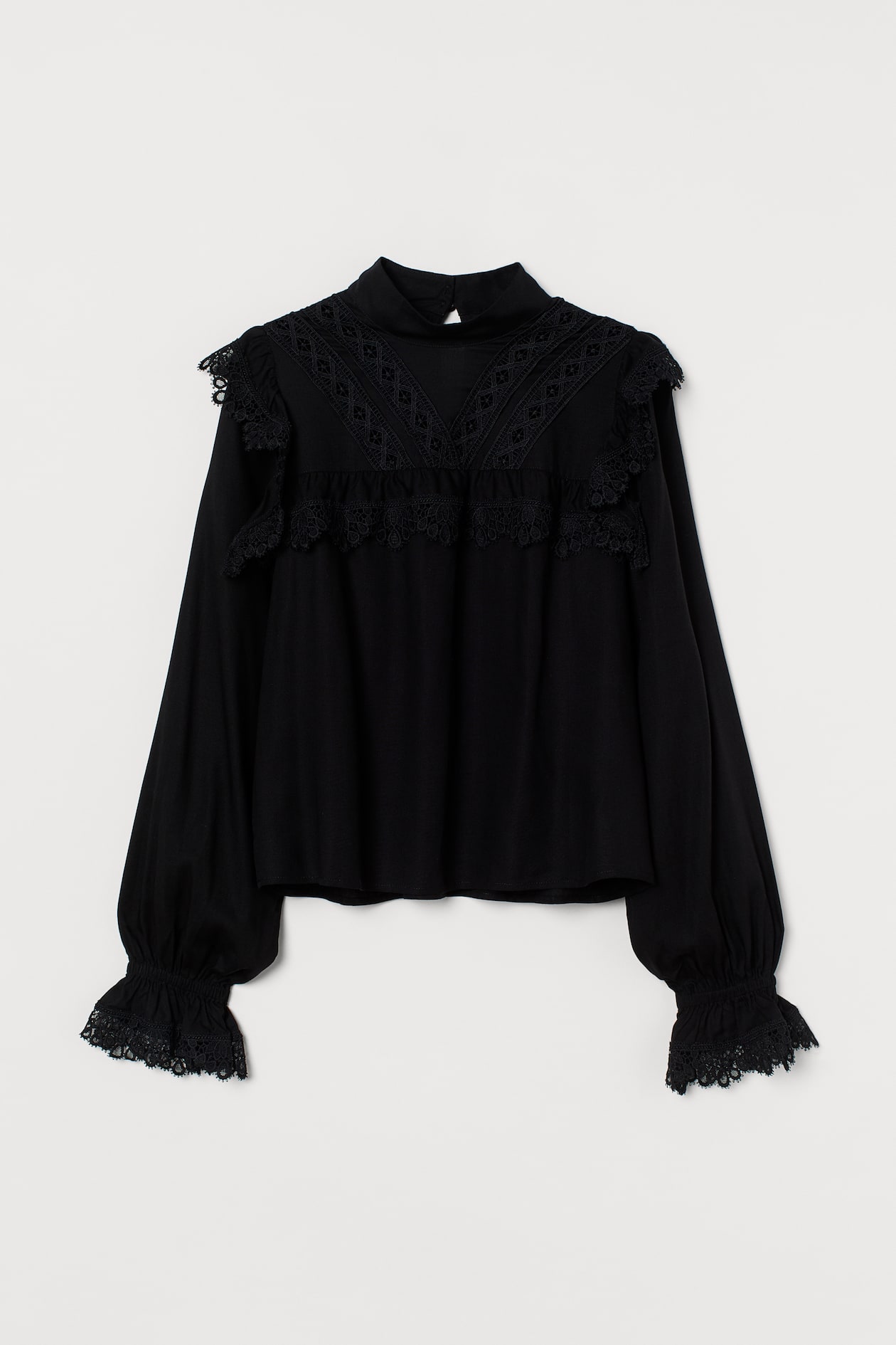 Lace-trimmed Blouse - Black - Ladies | H&M US