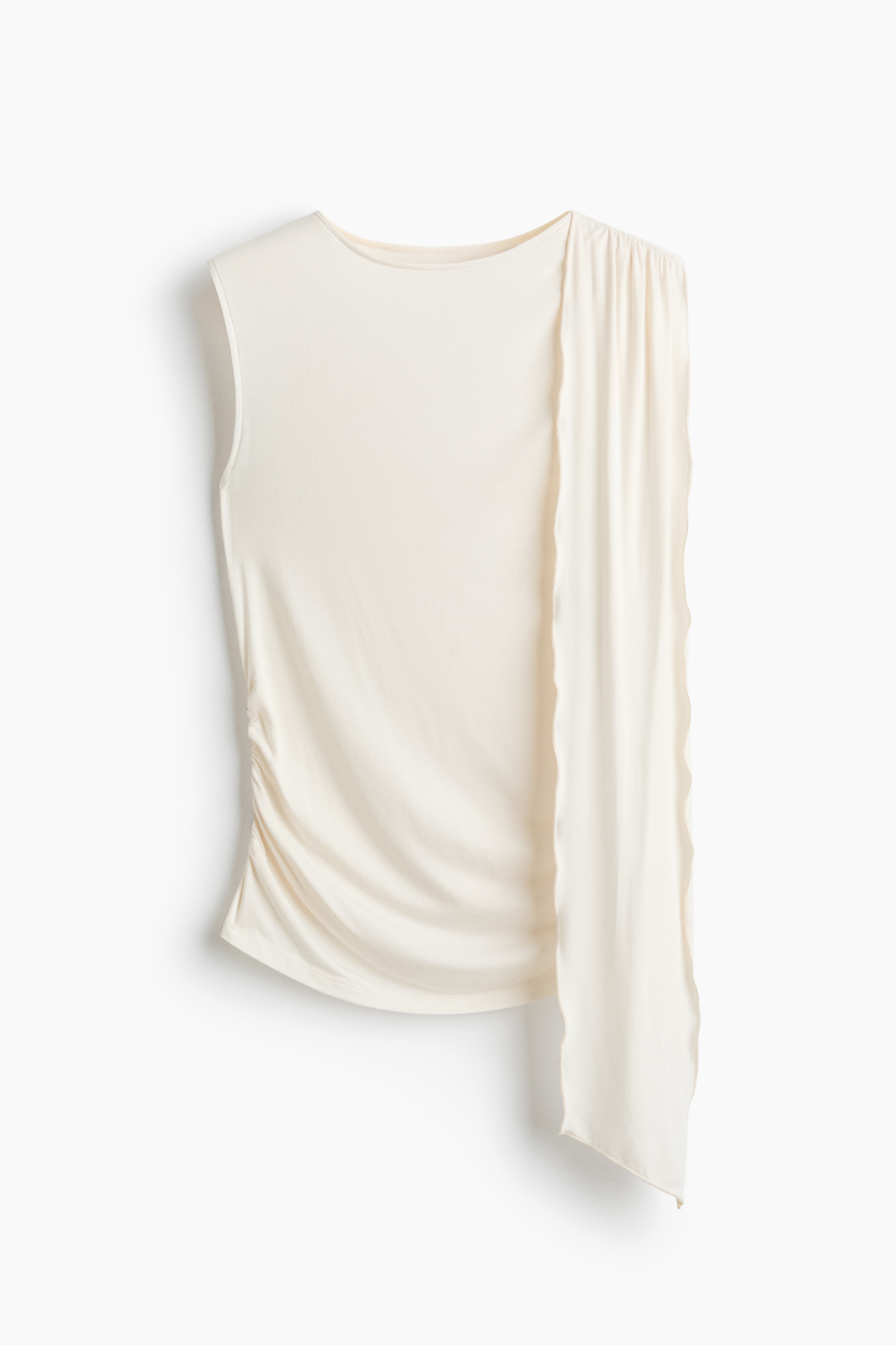 Draped-panel viscose top - Cream/Burgundy/Dark grey