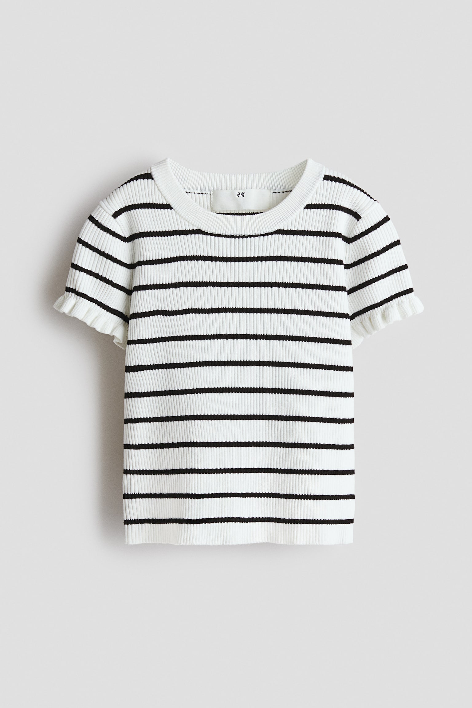 Rib-knit top - White/Striped/Pink/Striped - 1