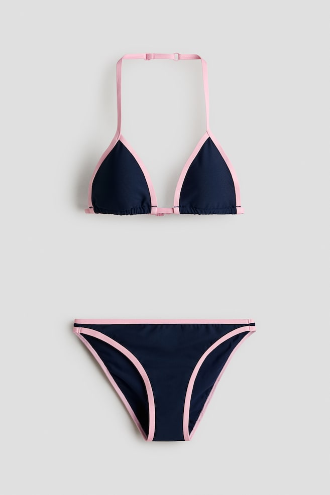Triangle Two-Piece Swimsuit - Navy blue/color block/Blue/patterned/Navy blue - 1