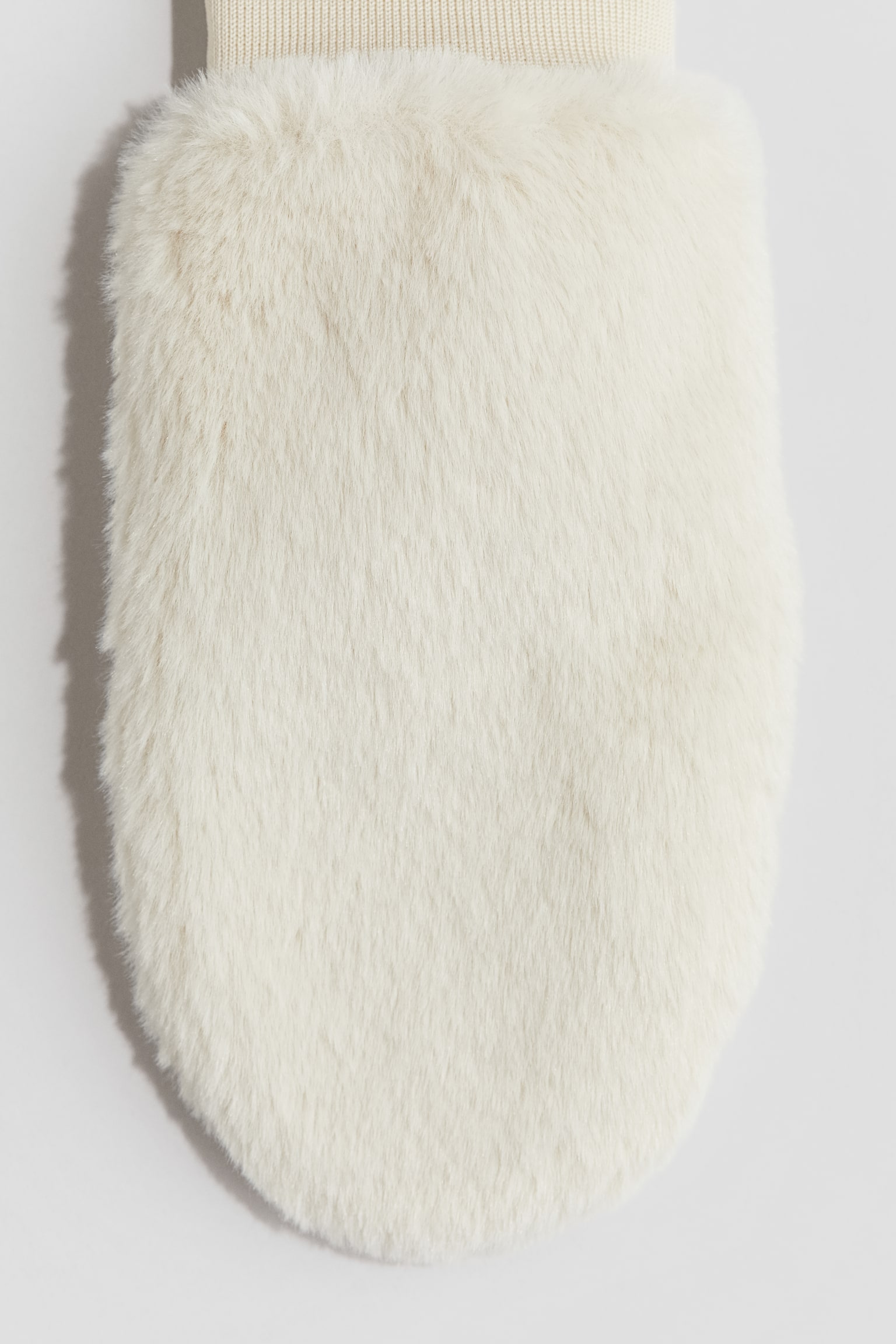 Warm-lined fluffy mittens - Light beige/Black - 2