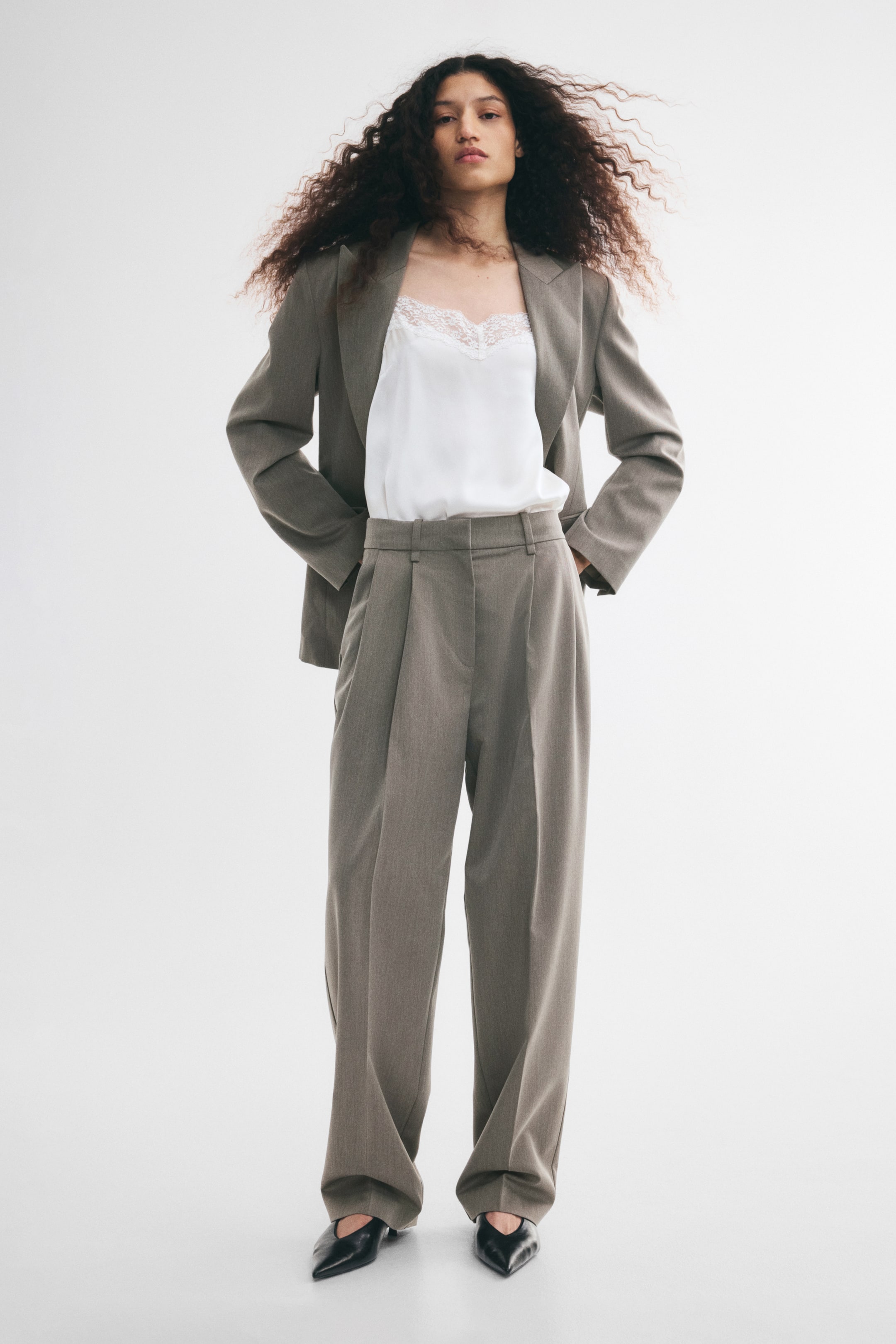 View larger image: Tailored twill trousers - Mole - Ladies | H&M 1