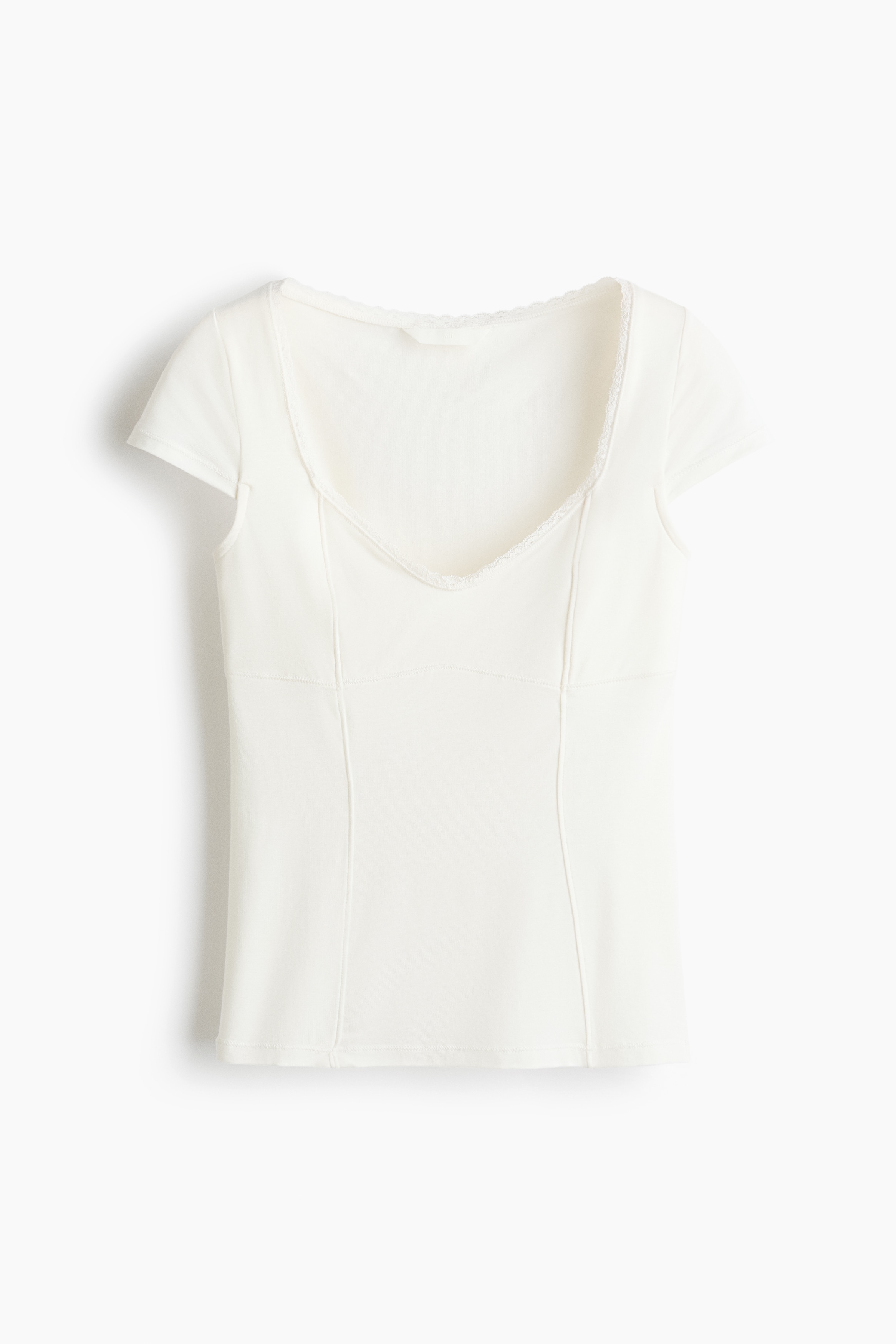 Top con ribete de encaje - Blanco/Rosa empolvado oscuro/Negro